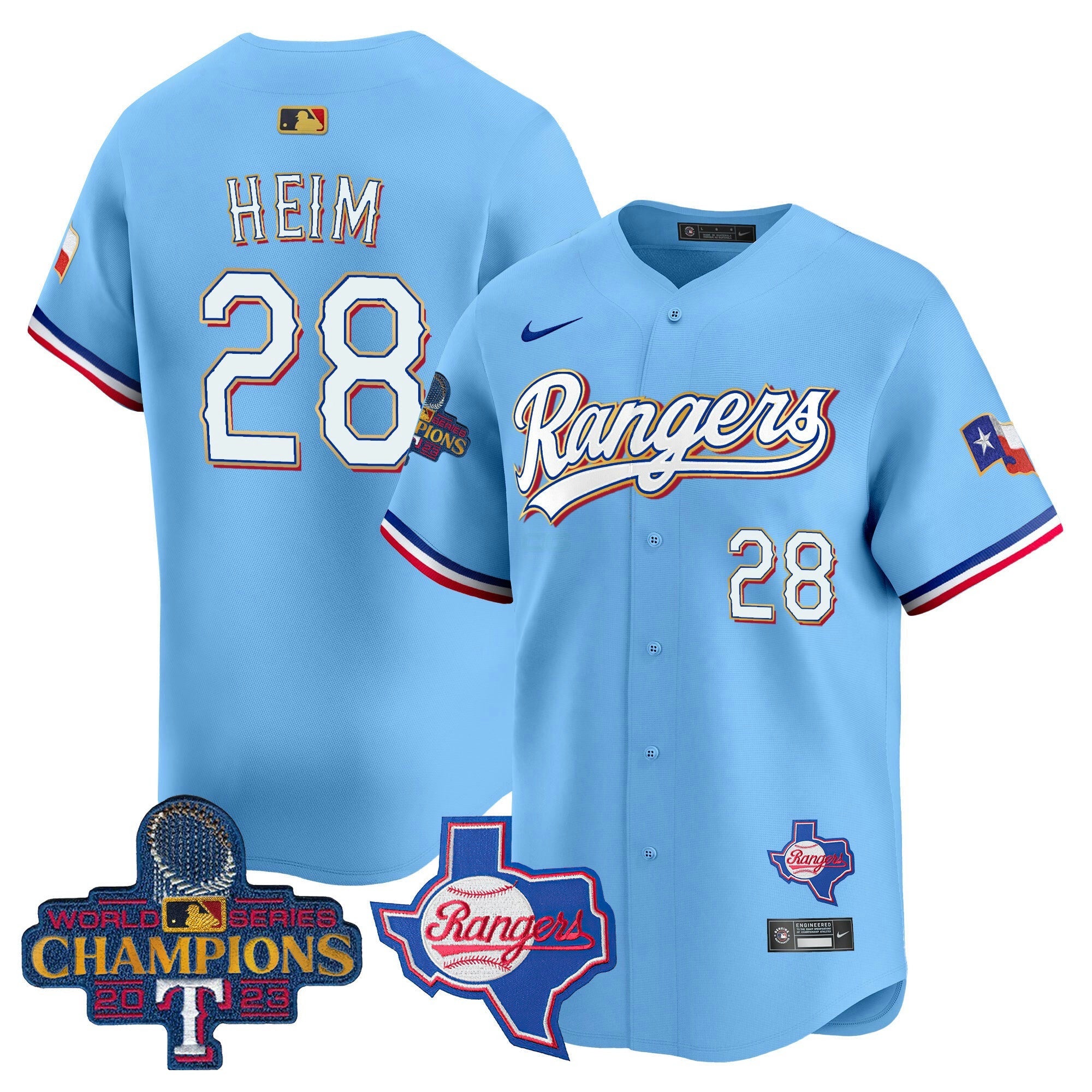 Camisa MLB Men’s Texas 2023 World Series Champions Dourada Trim Vapor Premier Limited Jersey V2