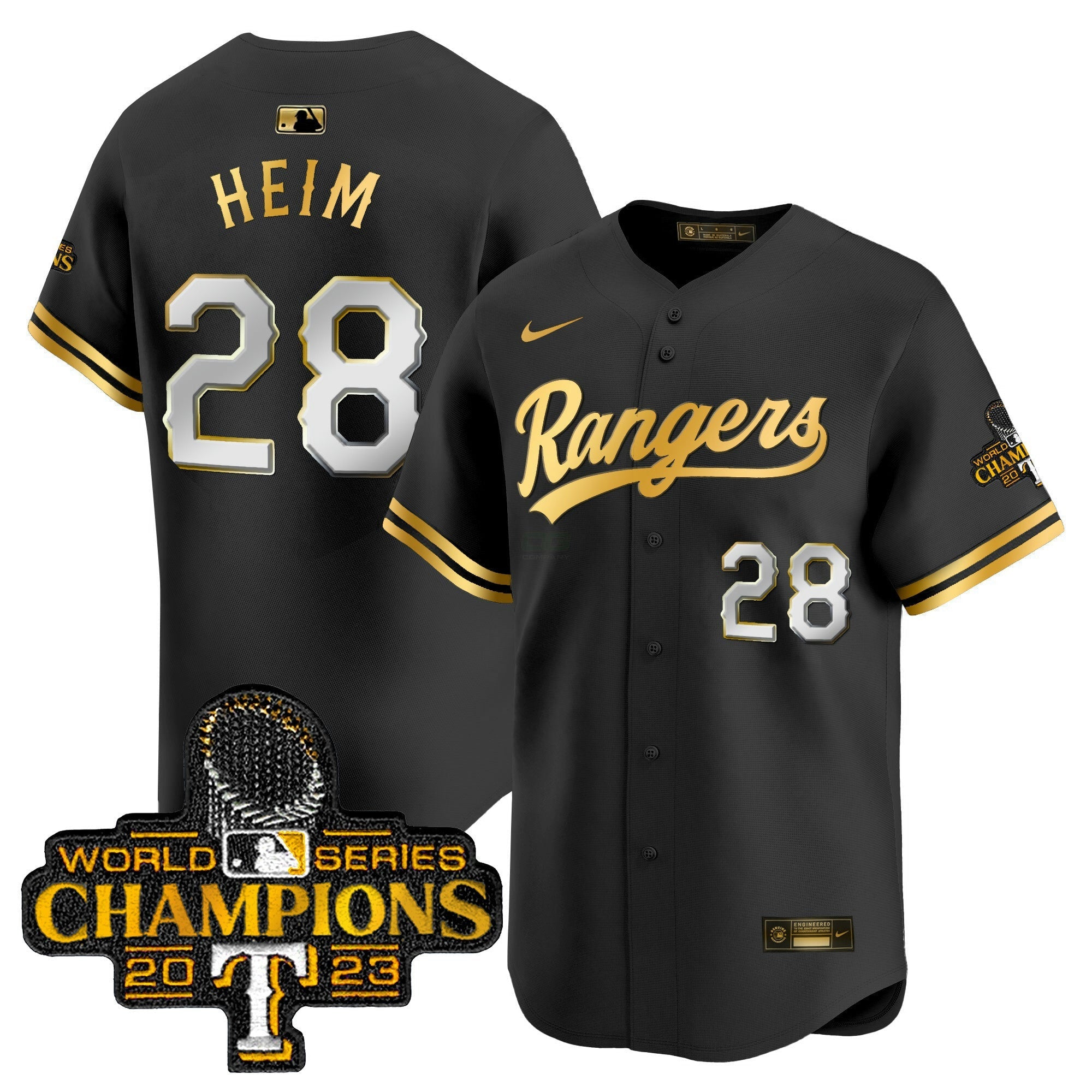 Camisa MLB Men’s Texas 2023 World Series Champions Dourada Trim Vapor Premier Limited Jersey