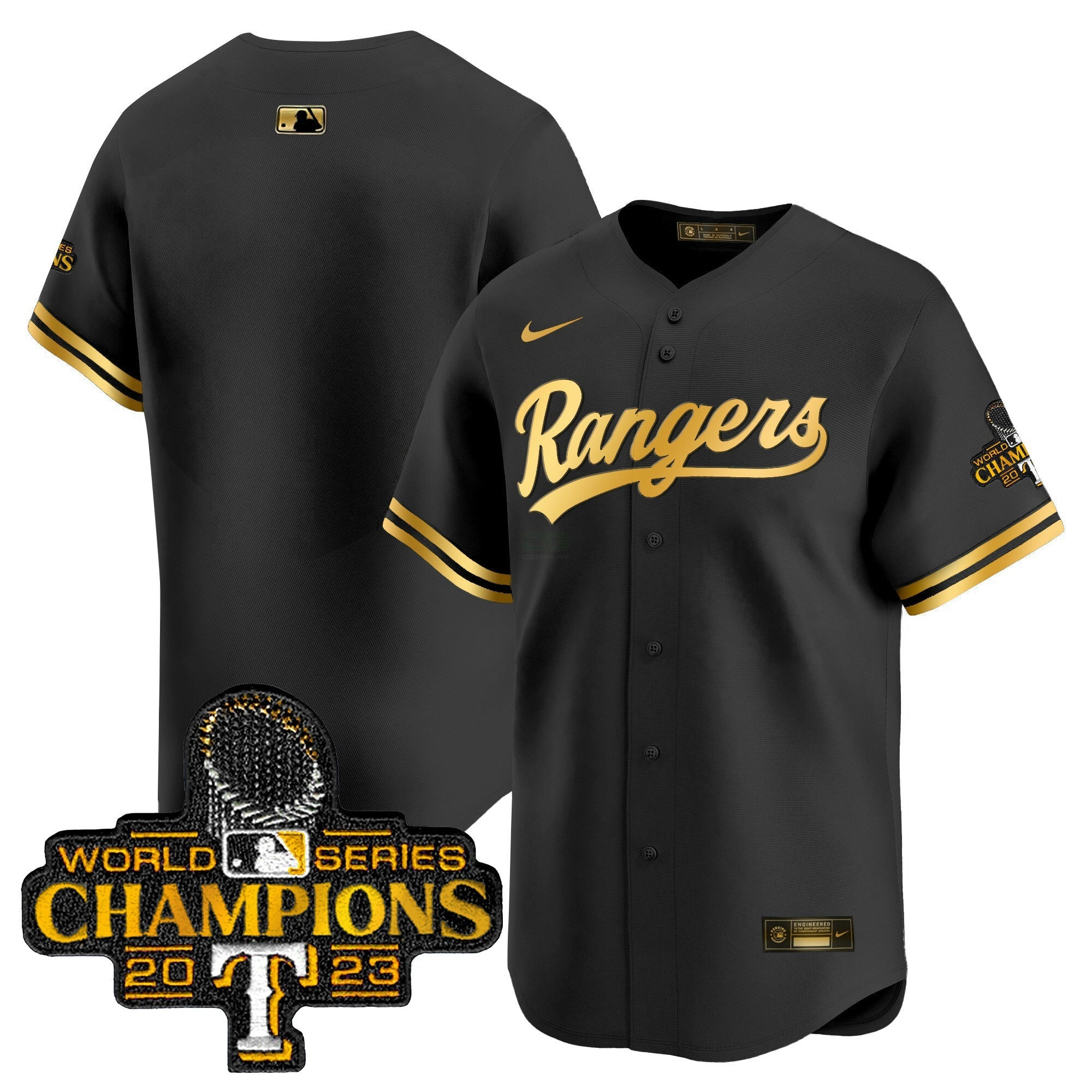 Camisa MLB Men’s Texas 2023 World Series Champions Dourada Trim Vapor Premier Limited Jersey