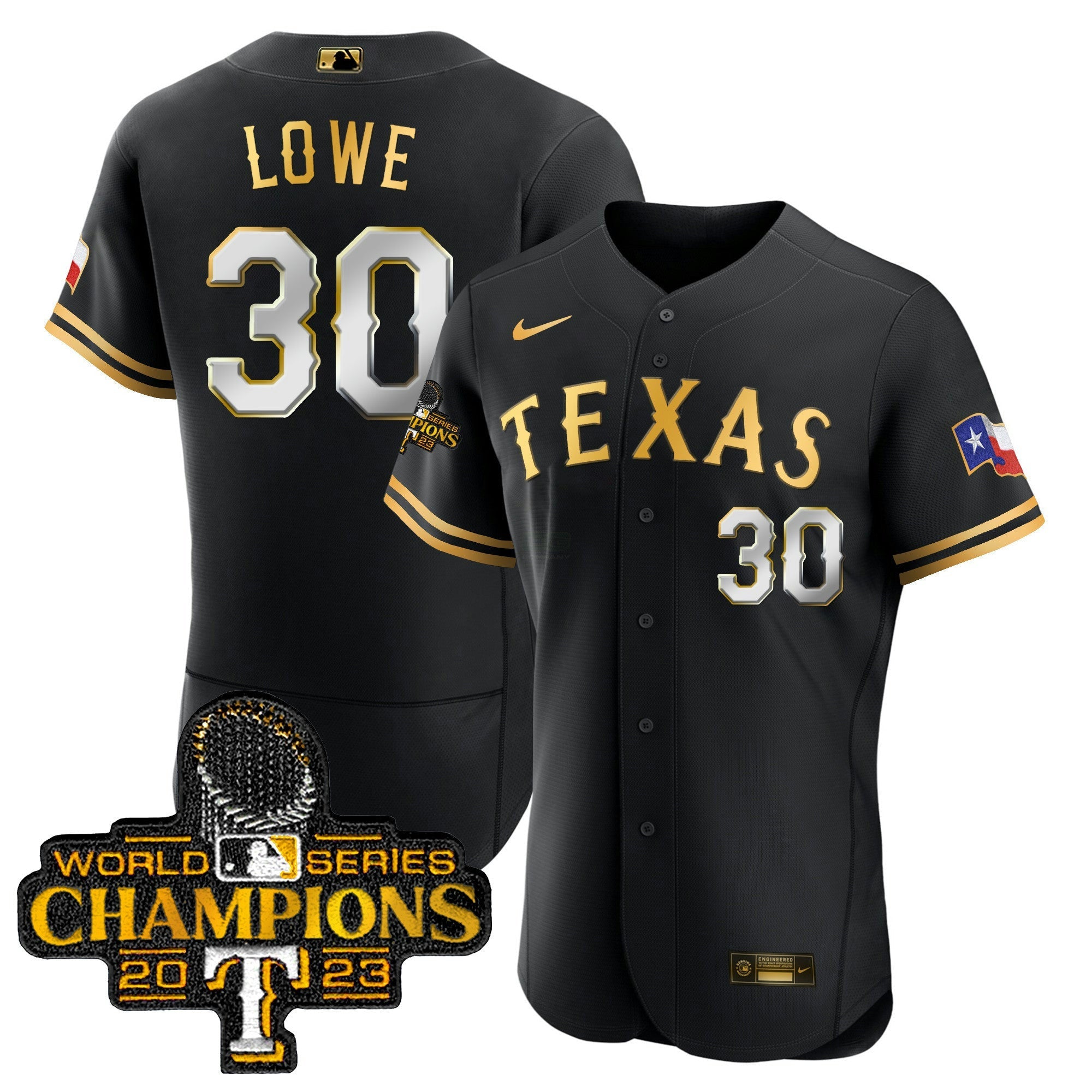 Camisa MLB Men’s Texas 2023 World Series Champions Flex Base Jersey