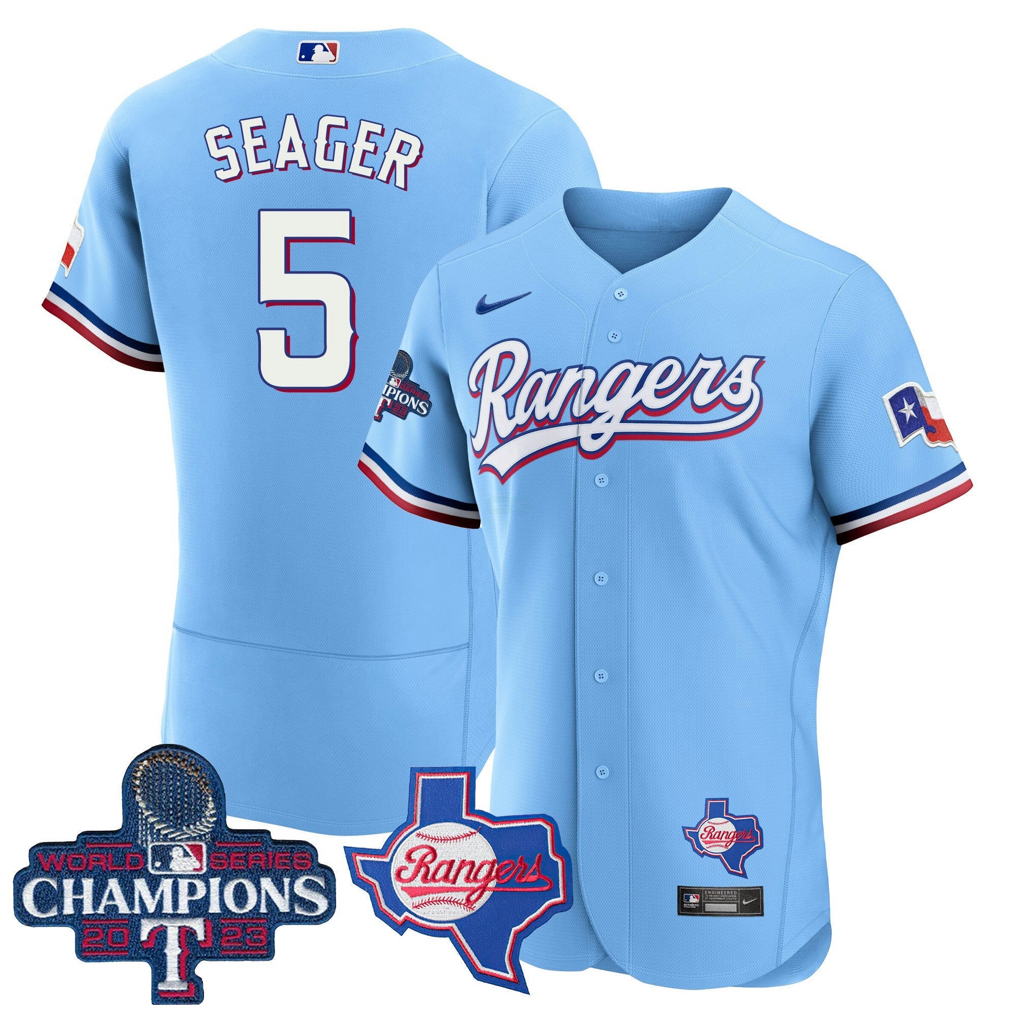 Camisa MLB Men’s Texas 2023 World Series Champions Flex Base Jersey V2