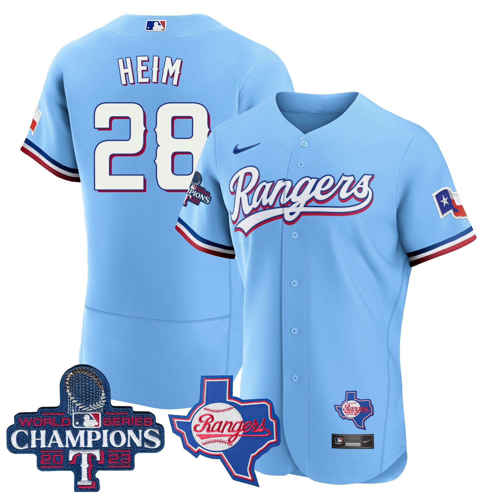 Camisa MLB Men’s Texas 2023 World Series Champions Flex Base Jersey V2