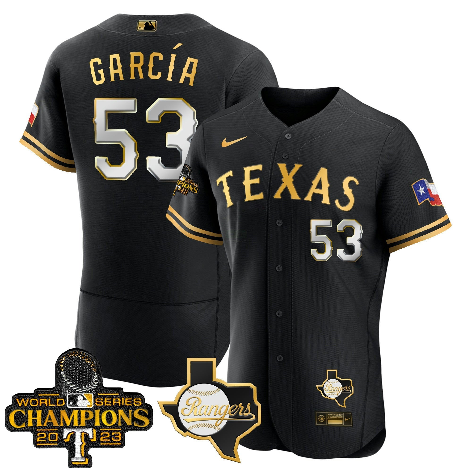 Camisa MLB Men’s Texas 2023 World Series Champions Flex Base Jersey V2