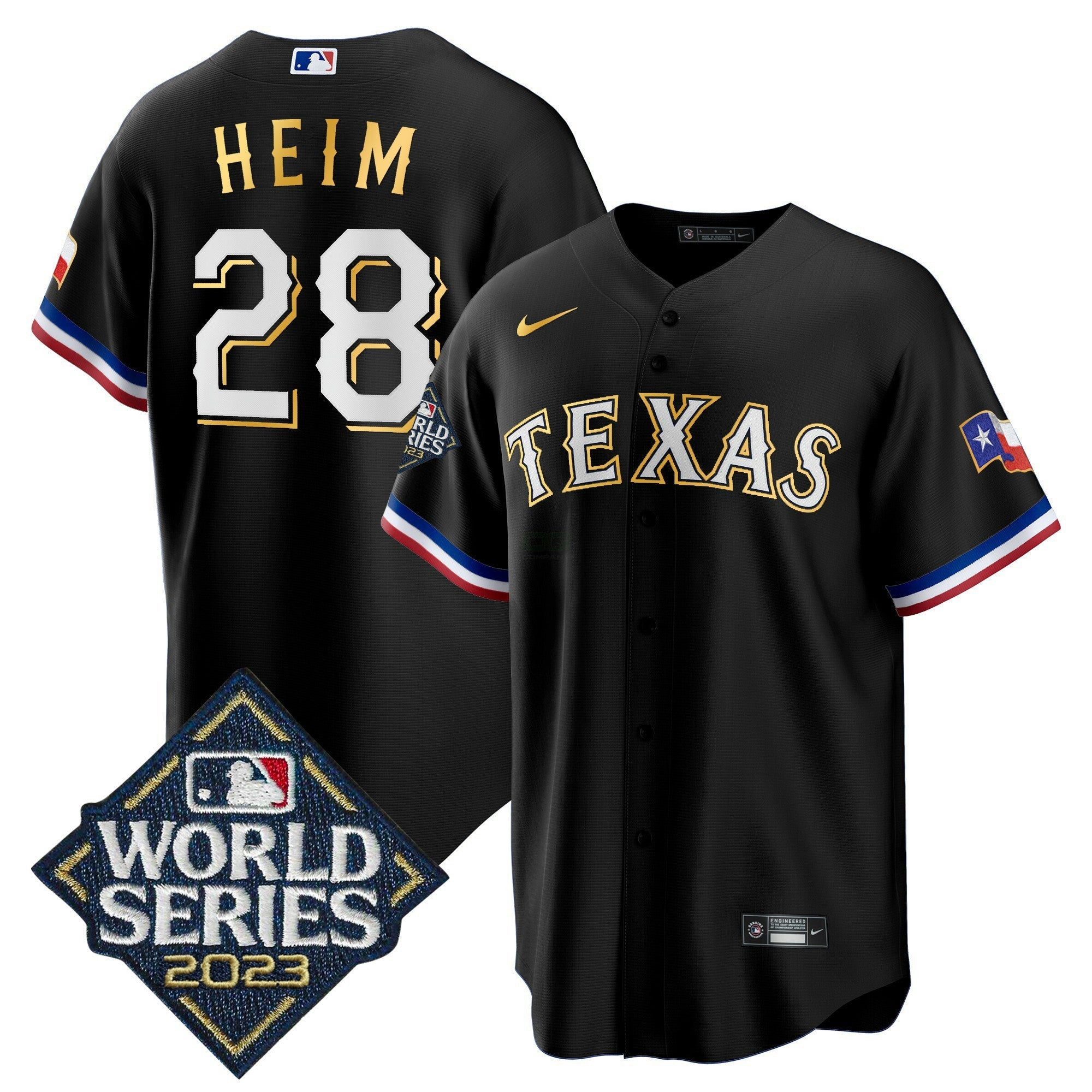 Camisa MLB Men’s Texas 2023 World Series Cool Base Dourada Trim Jersey