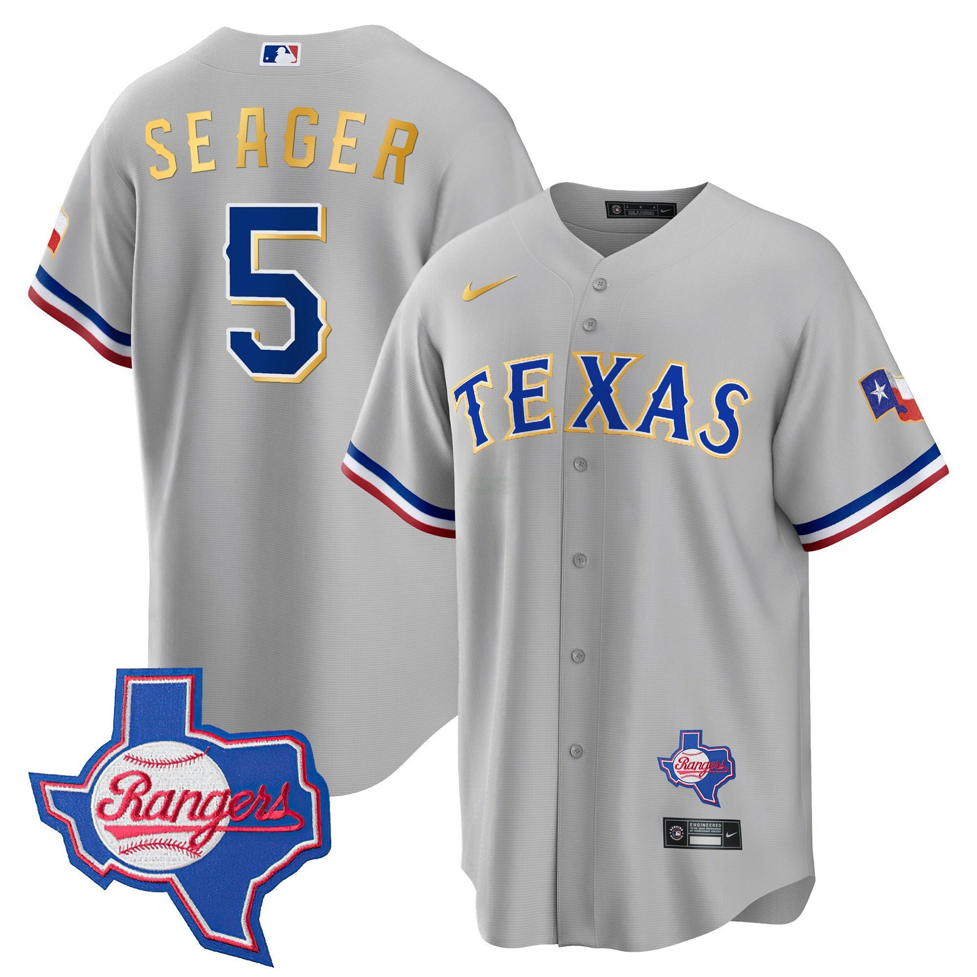 Camisa MLB Men’s Texas Gold Trim Cool Base Jersey – Texas Patch