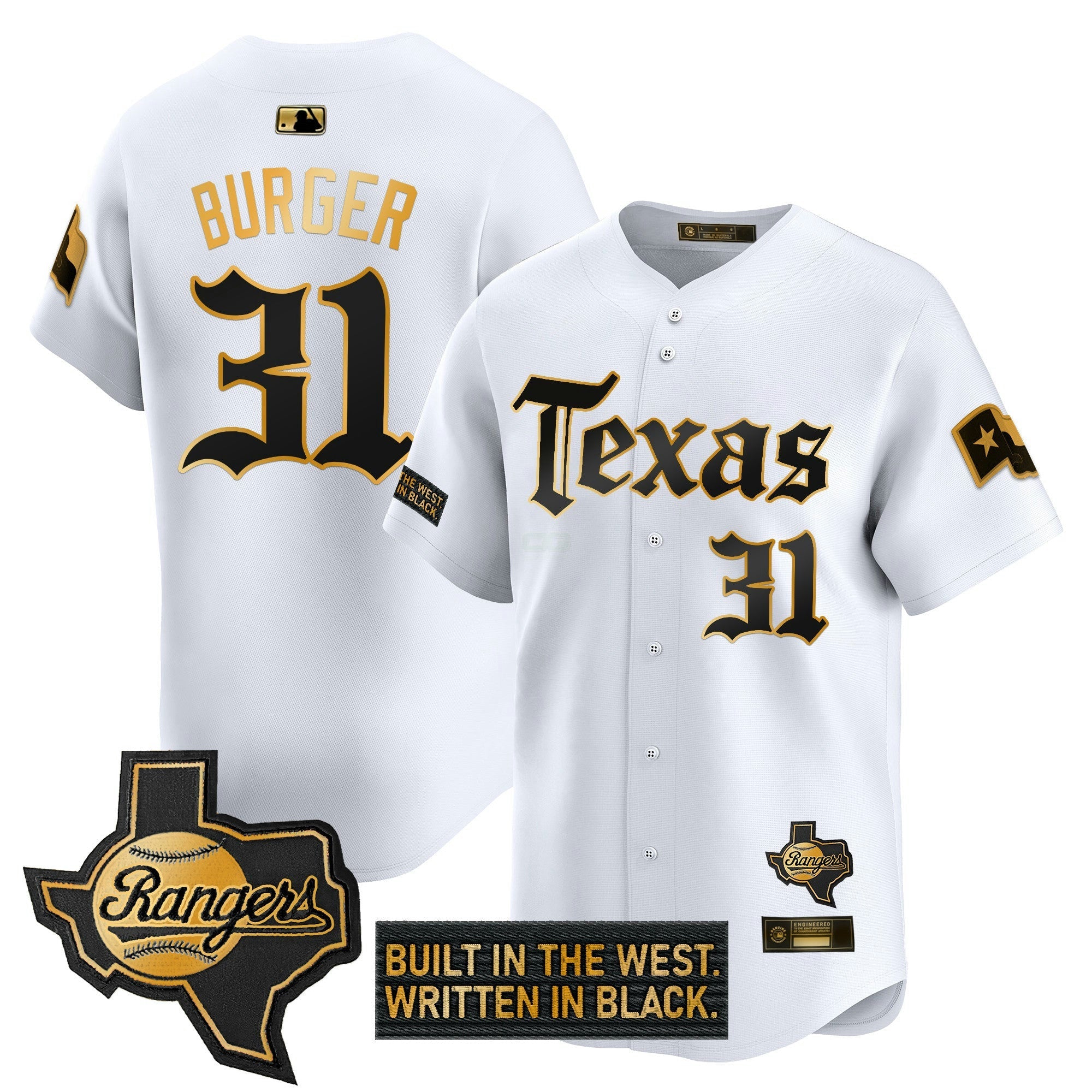 Camisa MLB Men’s Texas ‘Gothic Frontier Edition’ Dourada Vapor Premier Limited Jersey