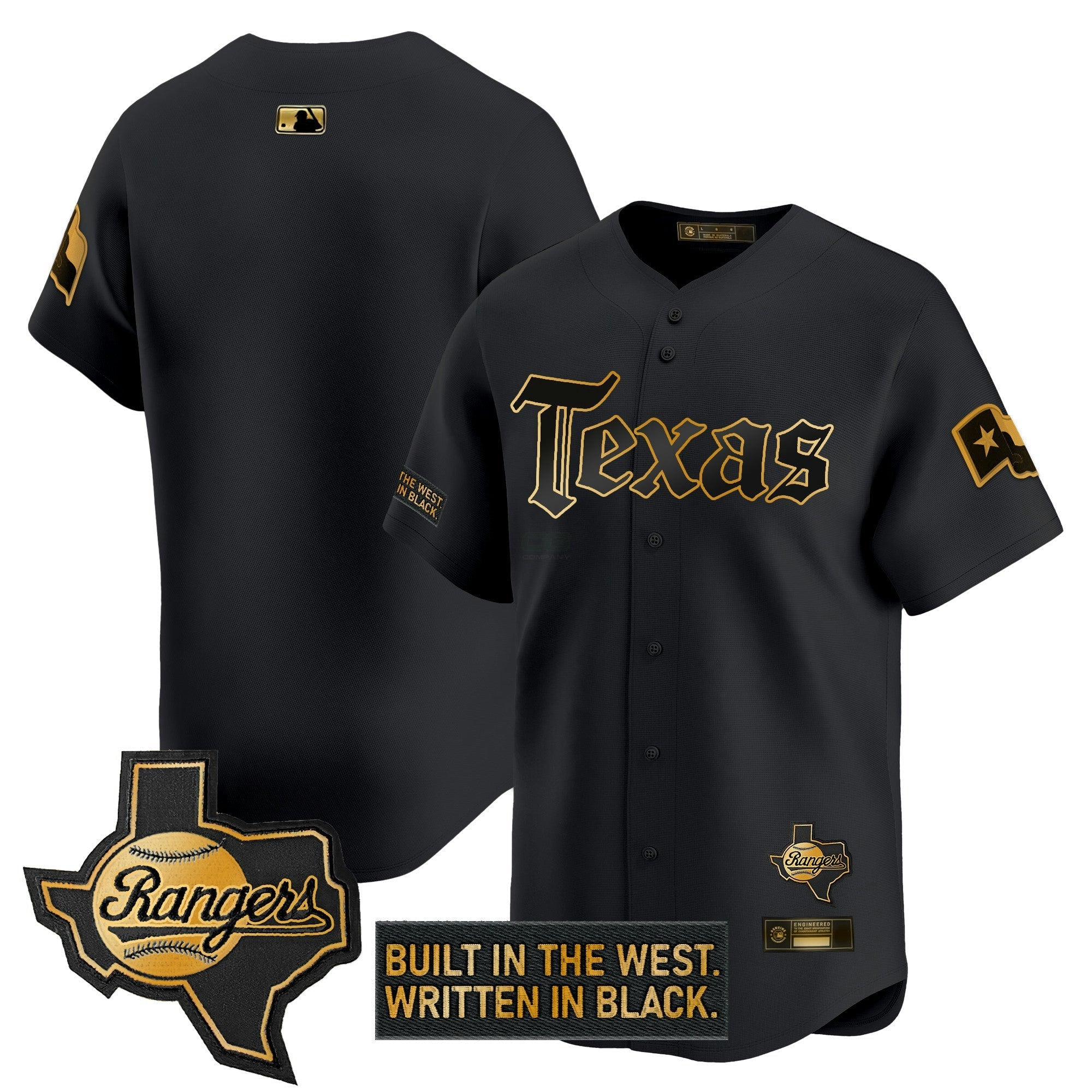 Camisa MLB Men’s Texas ‘Gothic Frontier Edition’ Dourada Vapor Premier Limited Jersey