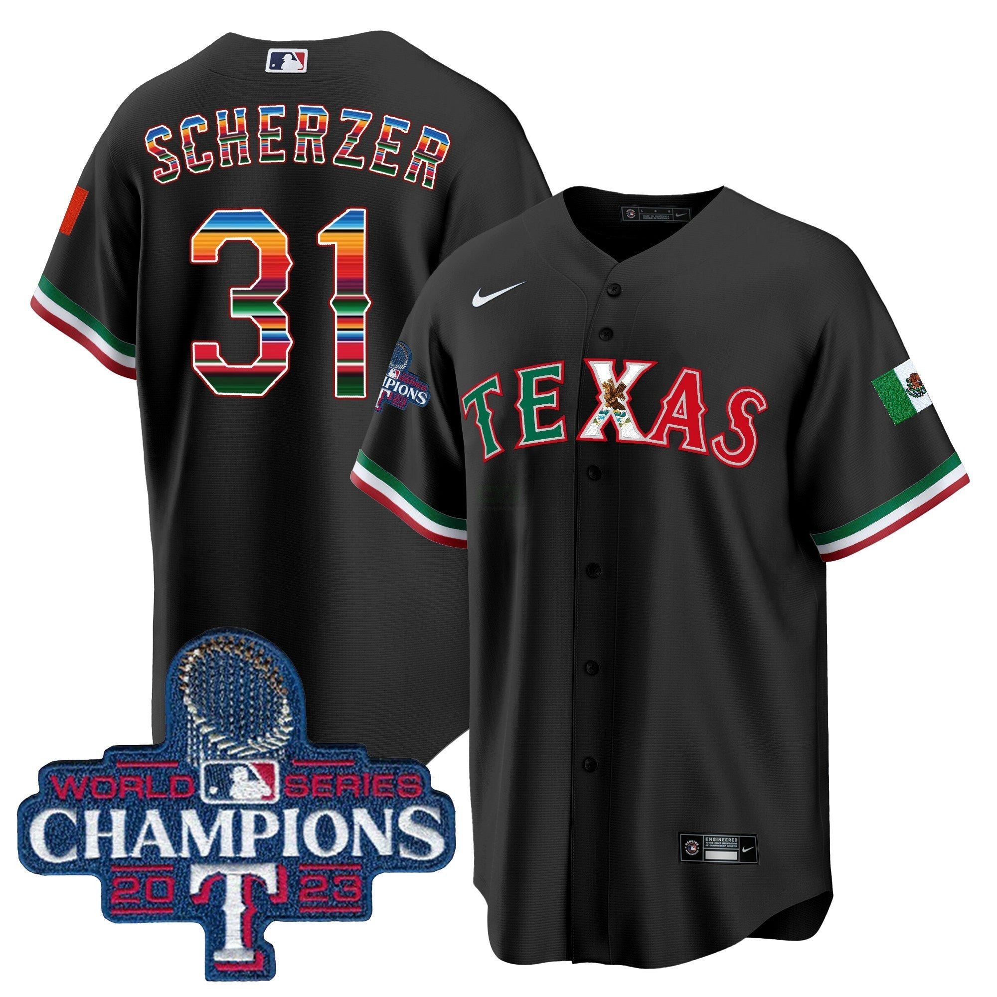 Camisa MLB Men’s Texas Mexico 2023 World Series Champions Jersey V2