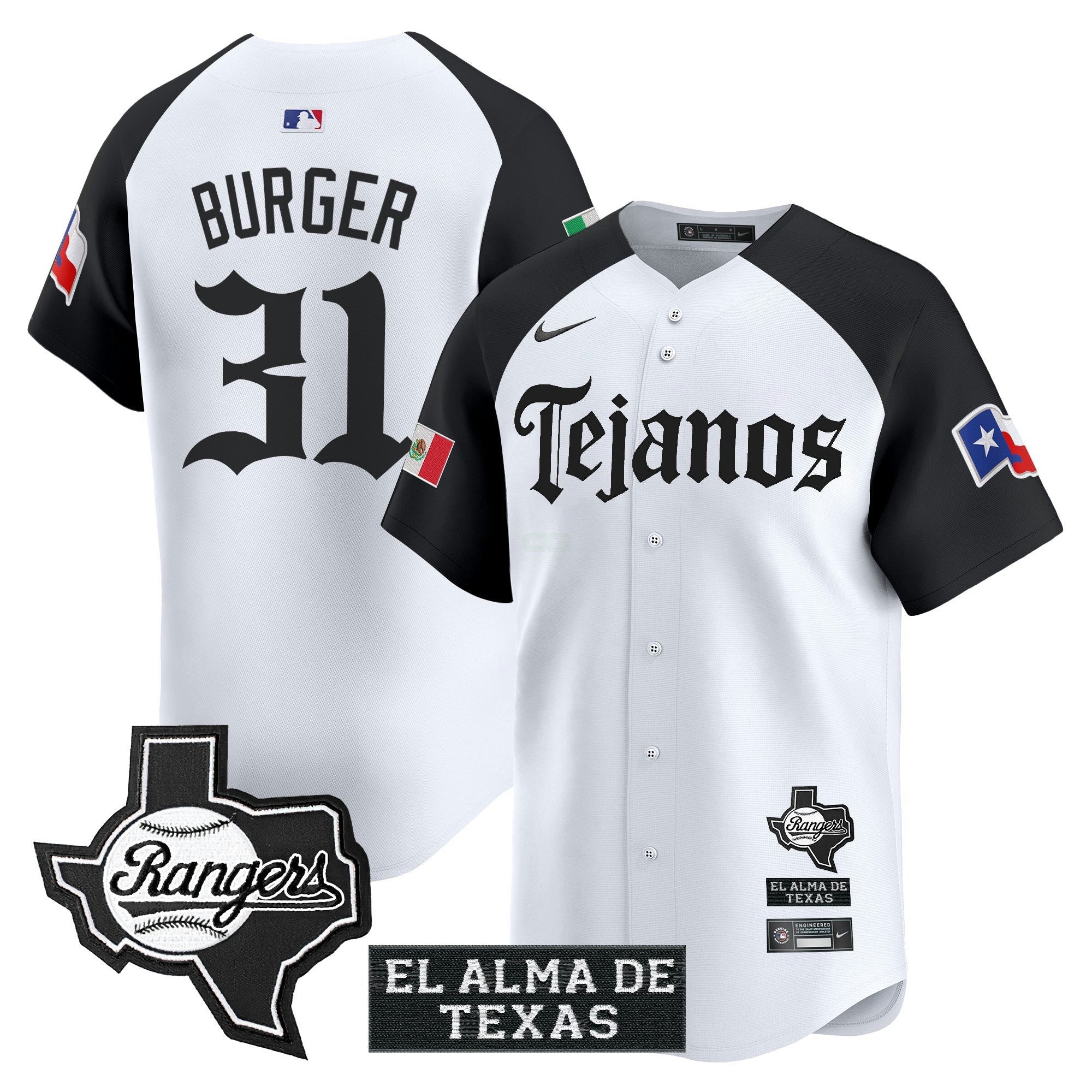 Camisa MLB Men’s Texas Mexico Tejano Barrio Style Vapor Premier Limited Jersey