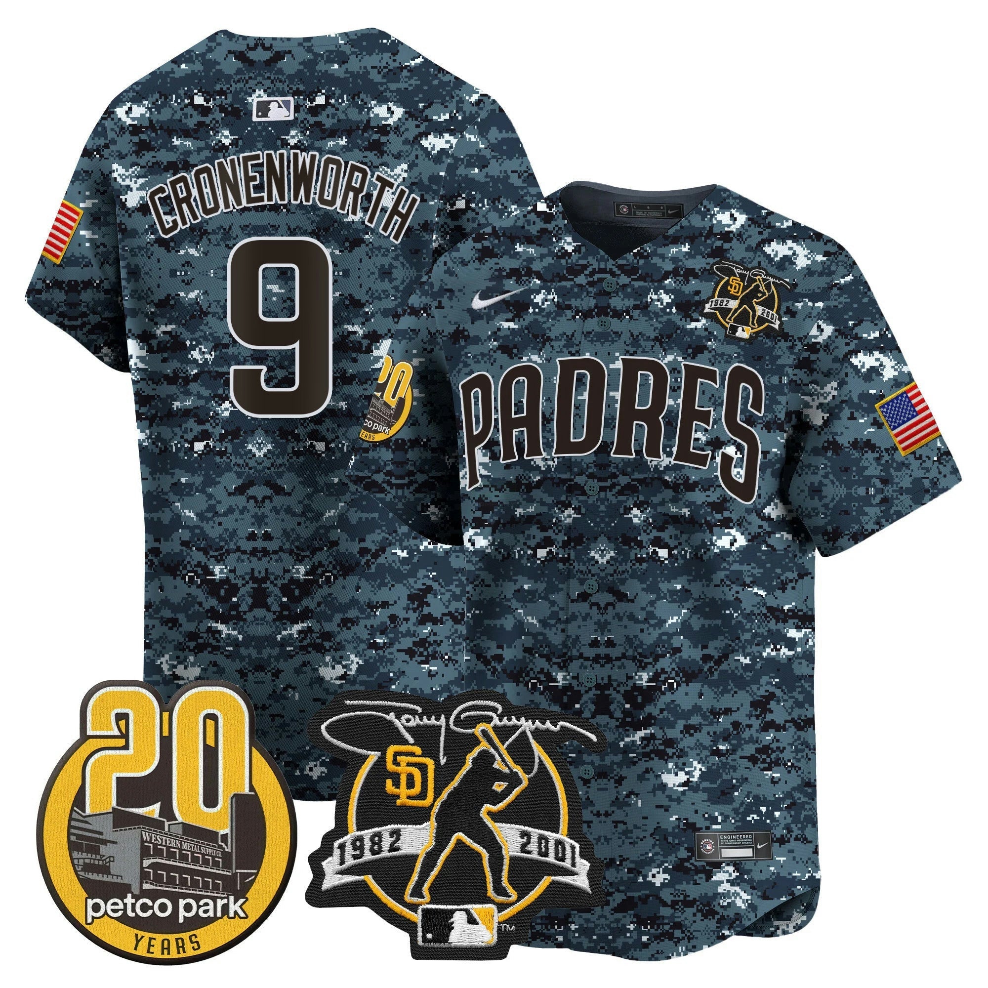 Camisa MLB Men’s Tony Gwynn & Petco Park 20th Patch USMC Vapor Premier Limited Jersey