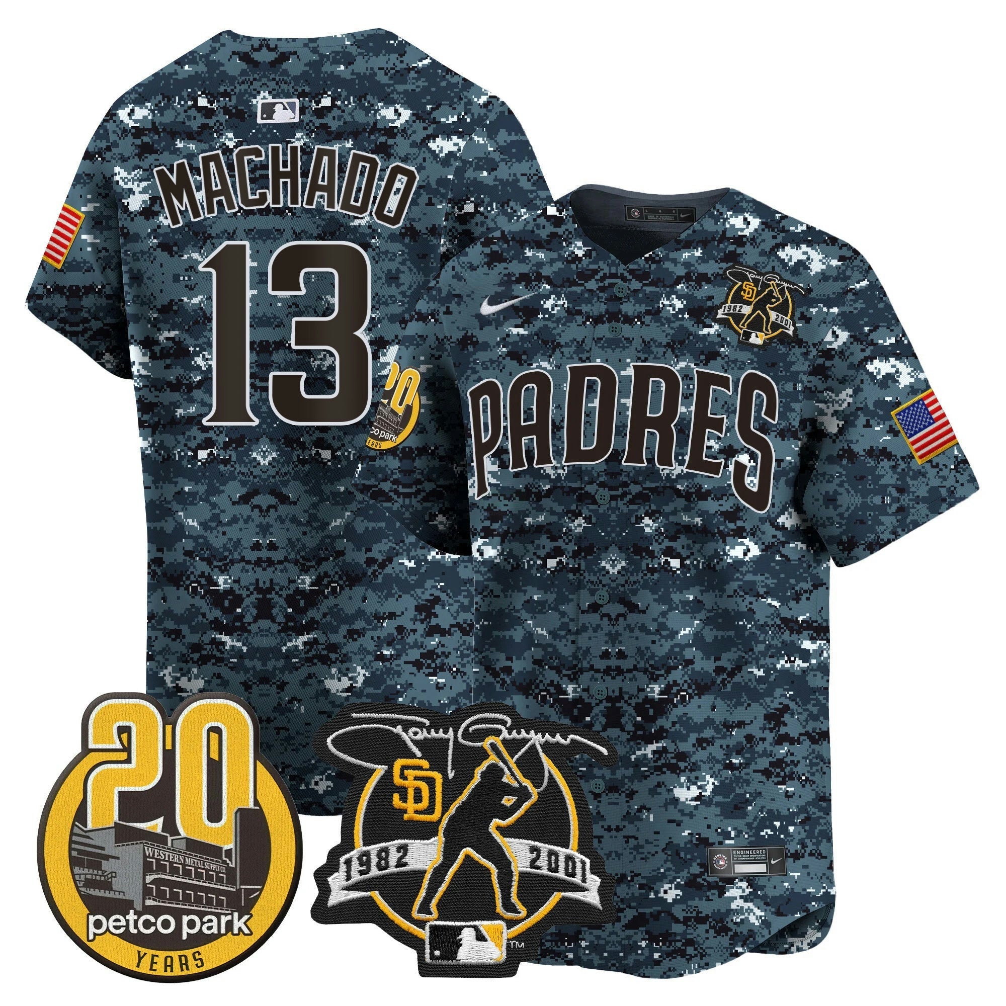 Camisa MLB Men’s Tony Gwynn & Petco Park 20th Patch USMC Vapor Premier Limited Jersey