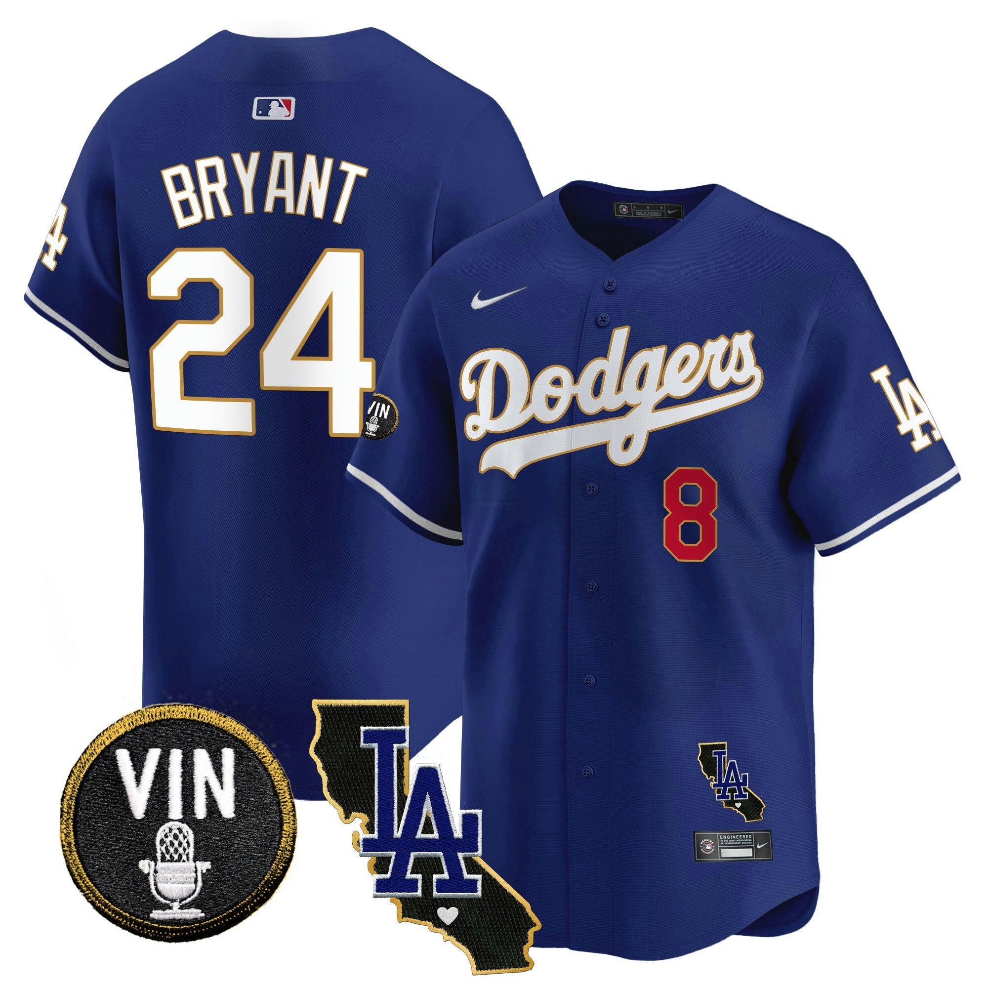Camisa MLB Men’s Vin & California Patch Dourada Trim Vapor Premier Limited Jersey