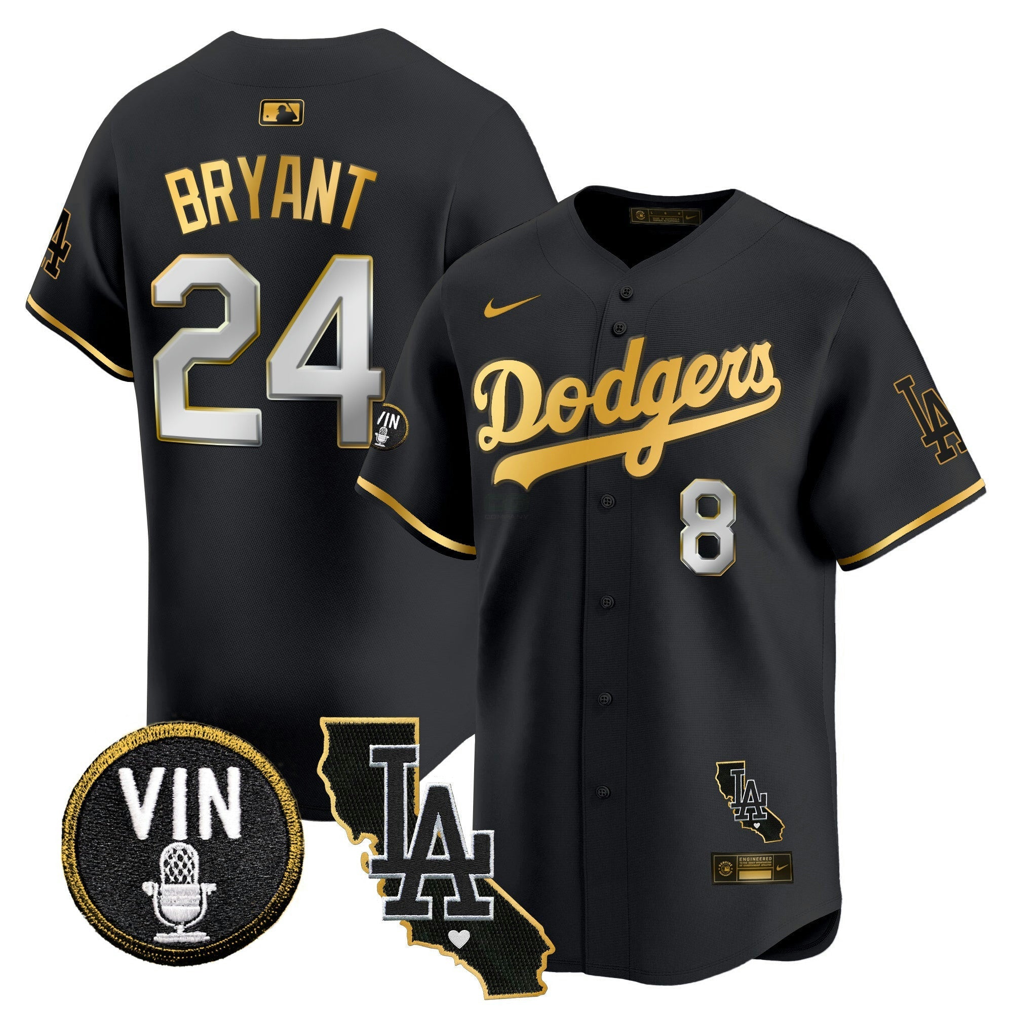 Camisa MLB Men’s Vin & California Patch Dourada Trim Vapor Premier Limited Jersey