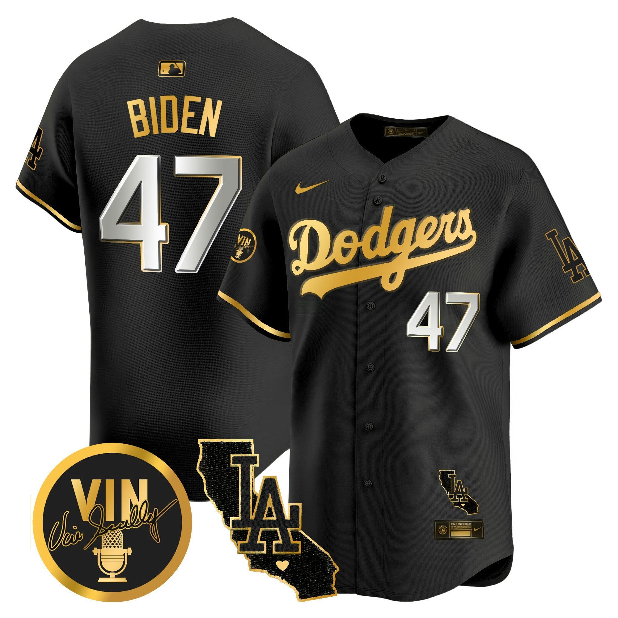 Camisa MLB Men’s Vin & California Patch Dourada Vapor Premier Limited Jersey