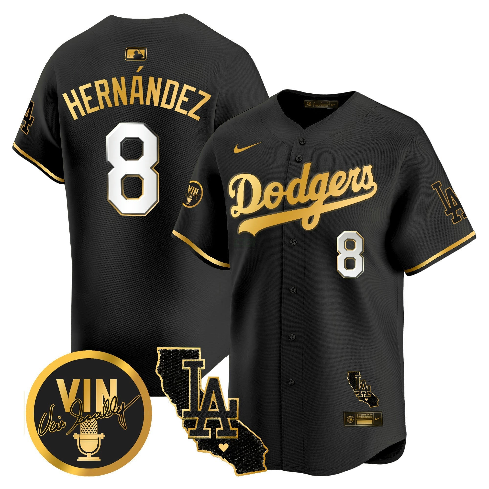 Camisa MLB Men’s Vin & California Patch Dourada Vapor Premier Limited Jersey