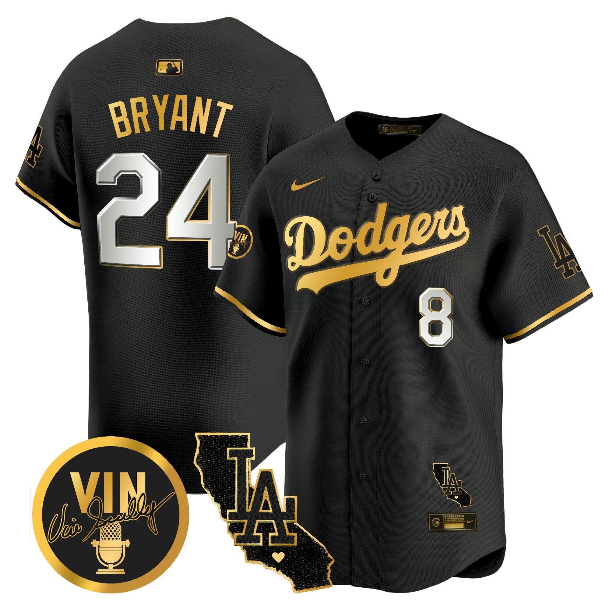 Camisa MLB Men’s Vin & California Patch Dourada Vapor Premier Limited Jersey