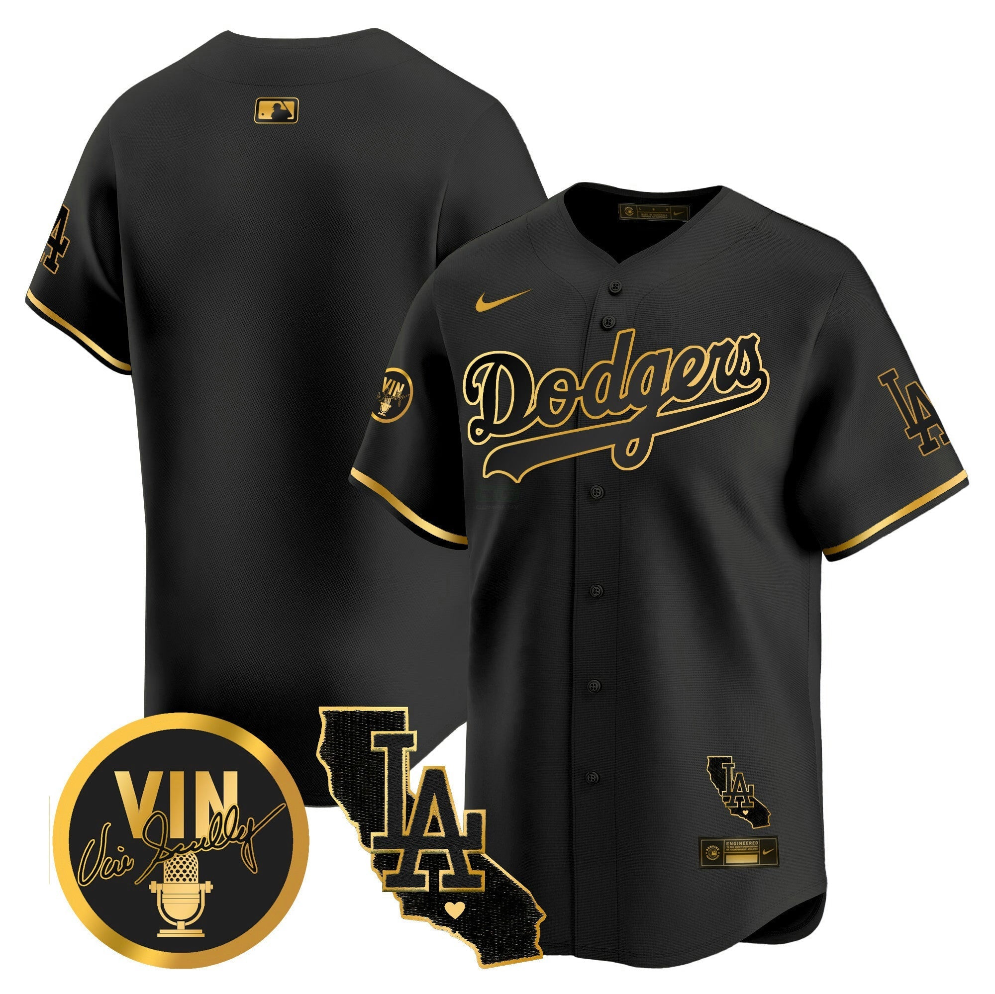 Camisa MLB Men’s Vin & California Patch Dourada Vapor Premier Limited Jersey