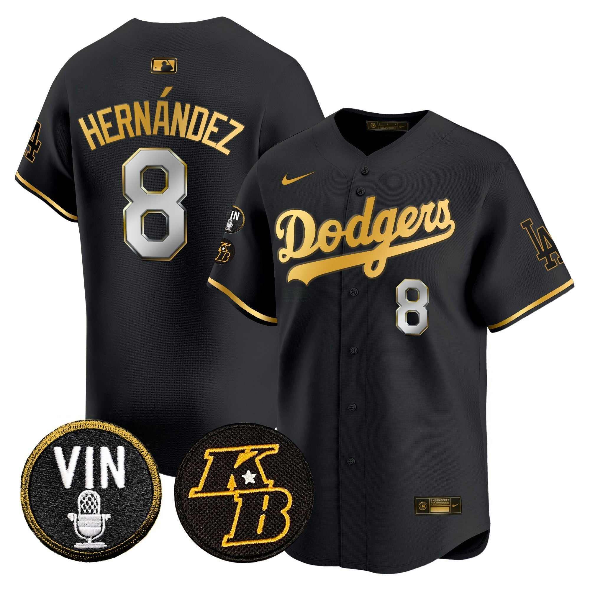 Camisa MLB Men’s Vin & Kobe Patch Dourada Trim Vapor Premier Limited Jersey