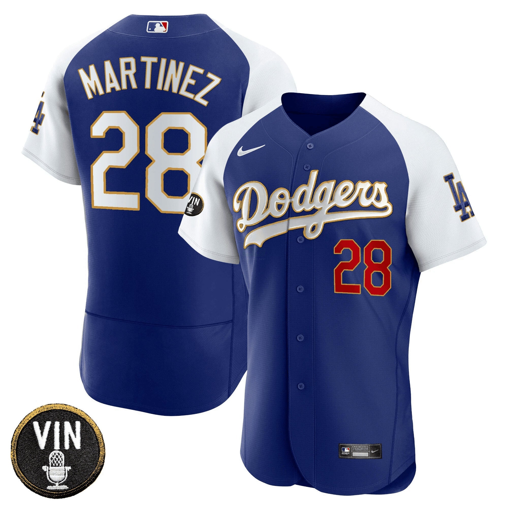 Camisa MLB Men’s Vin Scully Patch Flex Base Dourada Trim Jersey