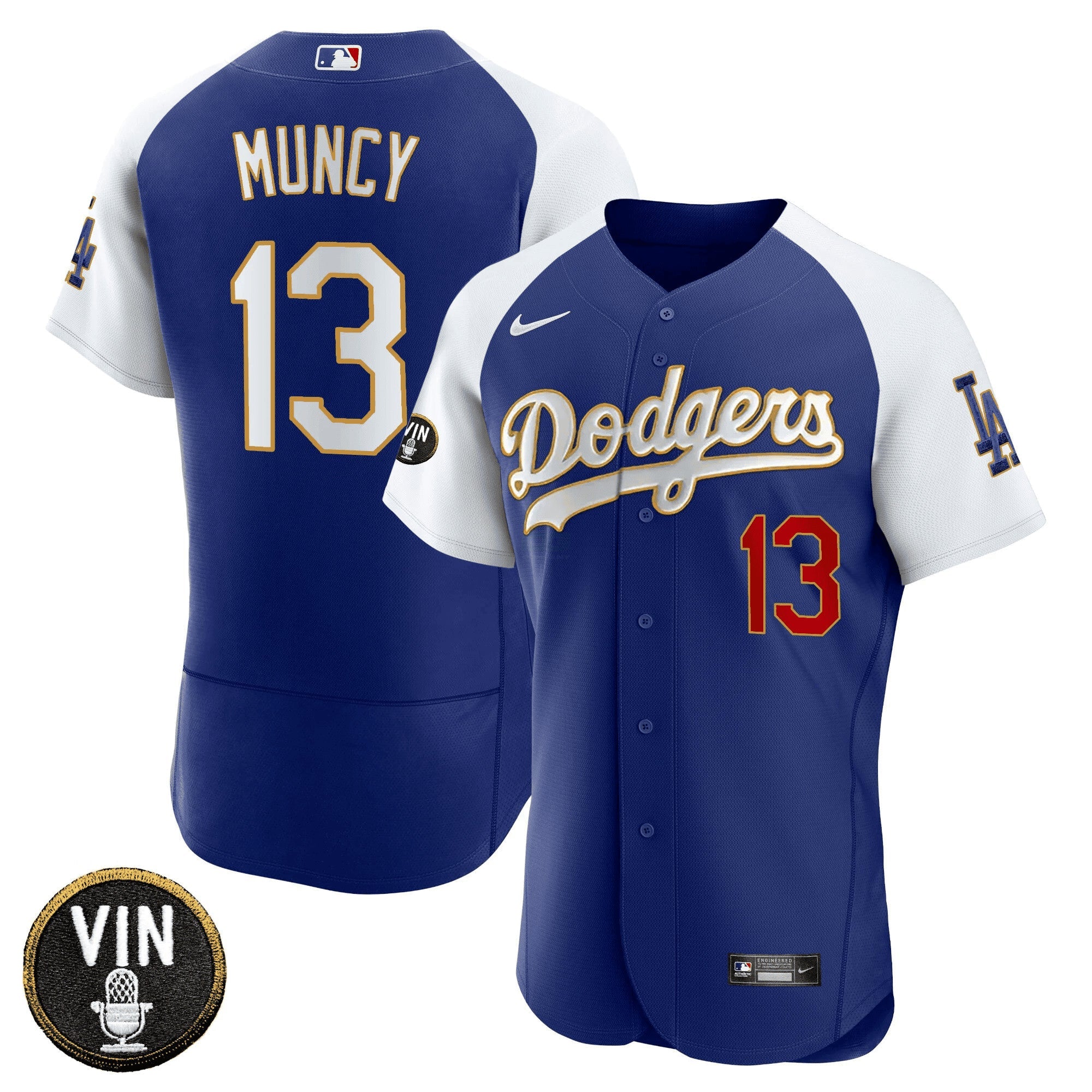 Camisa MLB Men’s Vin Scully Patch Flex Base Dourada Trim Jersey V2