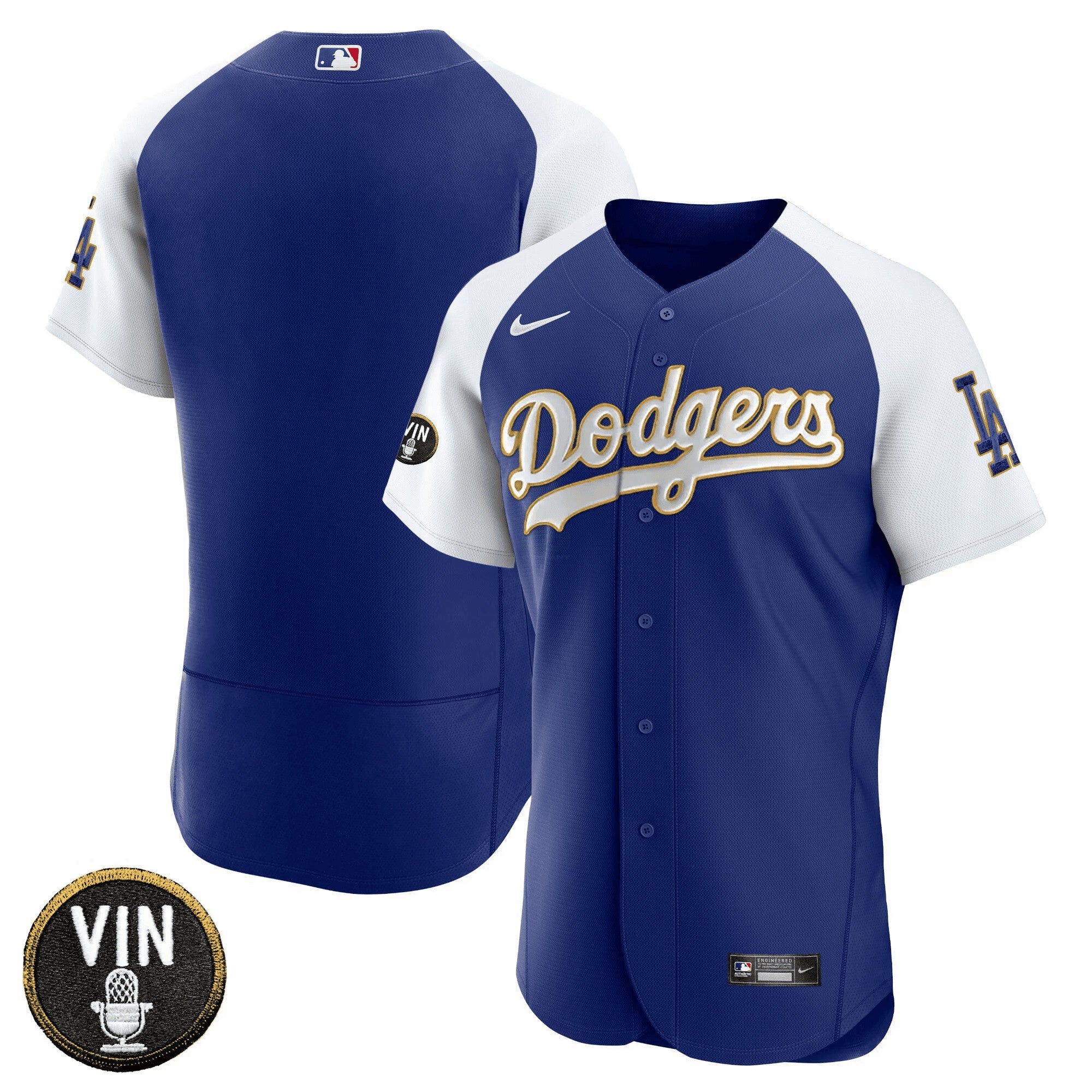 Camisa MLB Men’s Vin Scully Patch Flex Base Dourada Trim Jersey V2