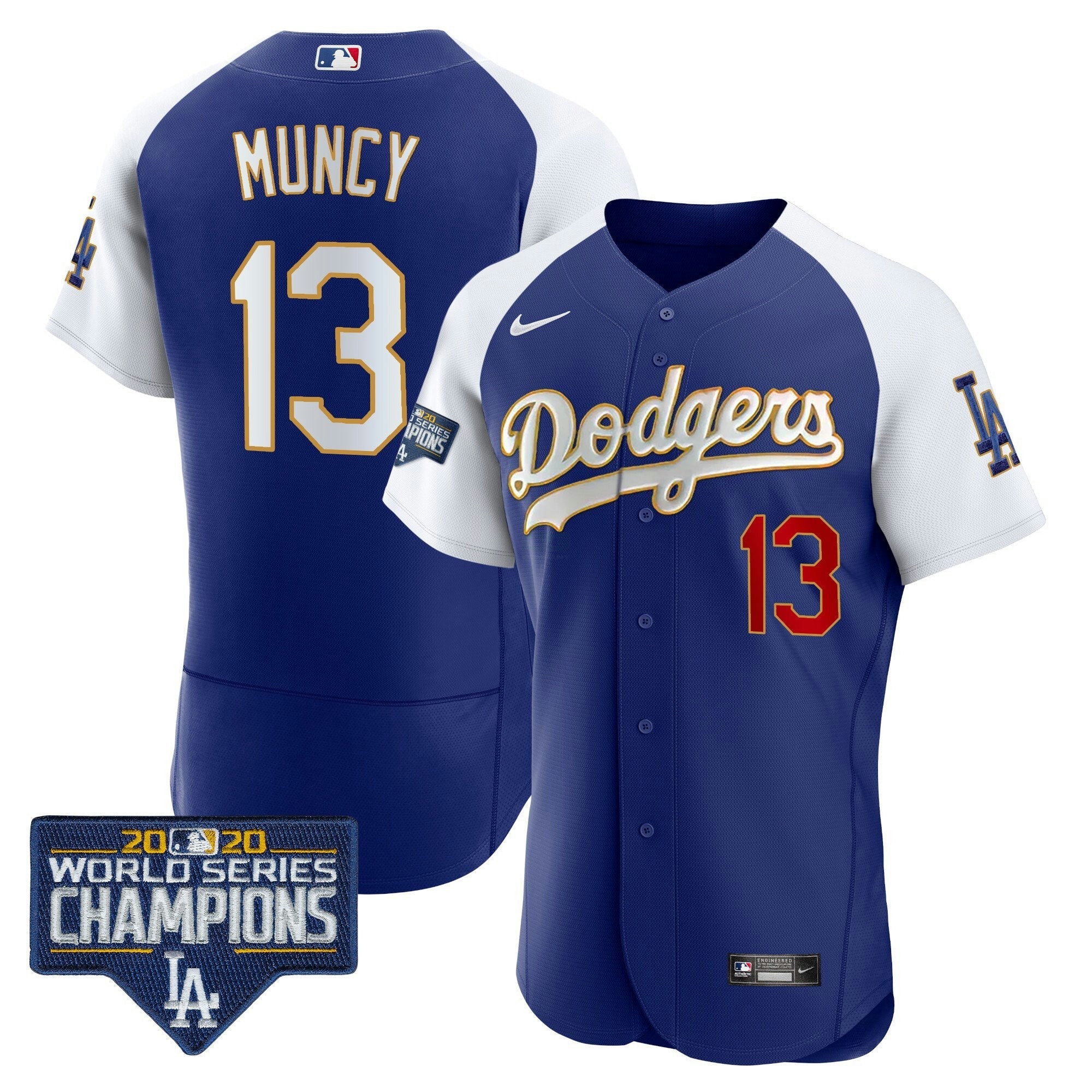 Camisa MLB Men’s World Series Champions Patch Flex Base Dourada Trim Jersey
