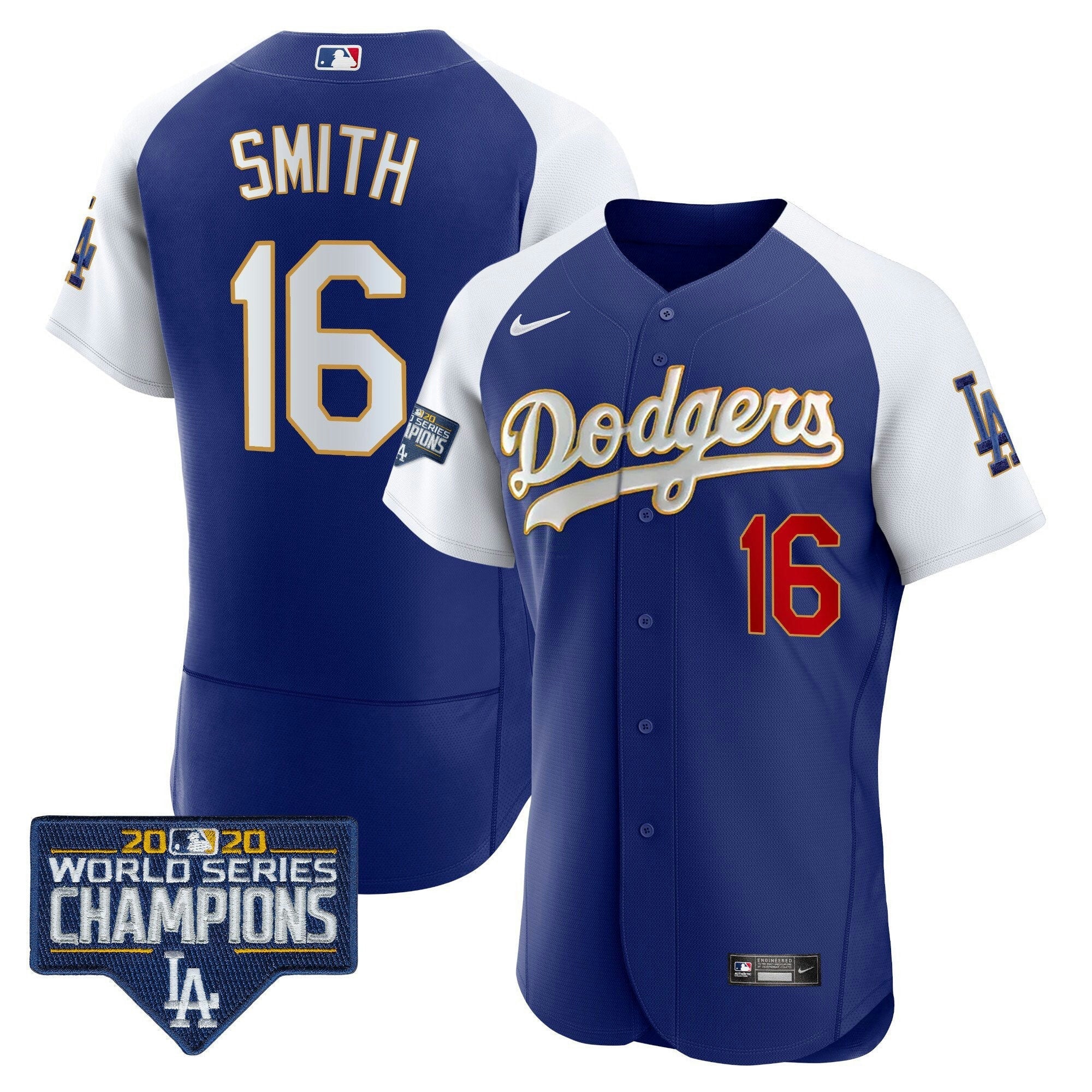 Camisa MLB Men’s World Series Champions Patch Flex Base Dourada Trim Jersey