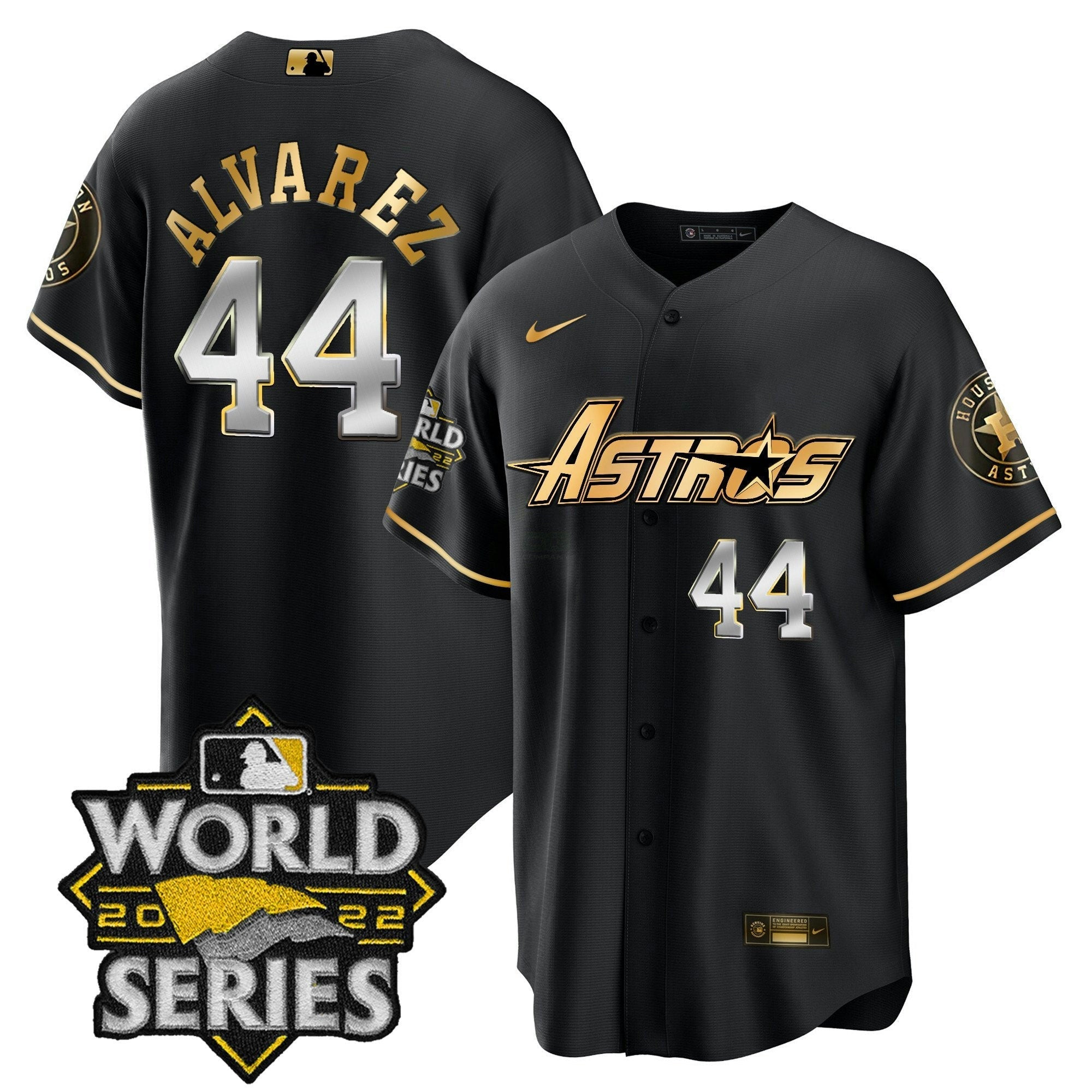 Camisa MLB Men’s World Series & Throwback Patch Dourada Jersey