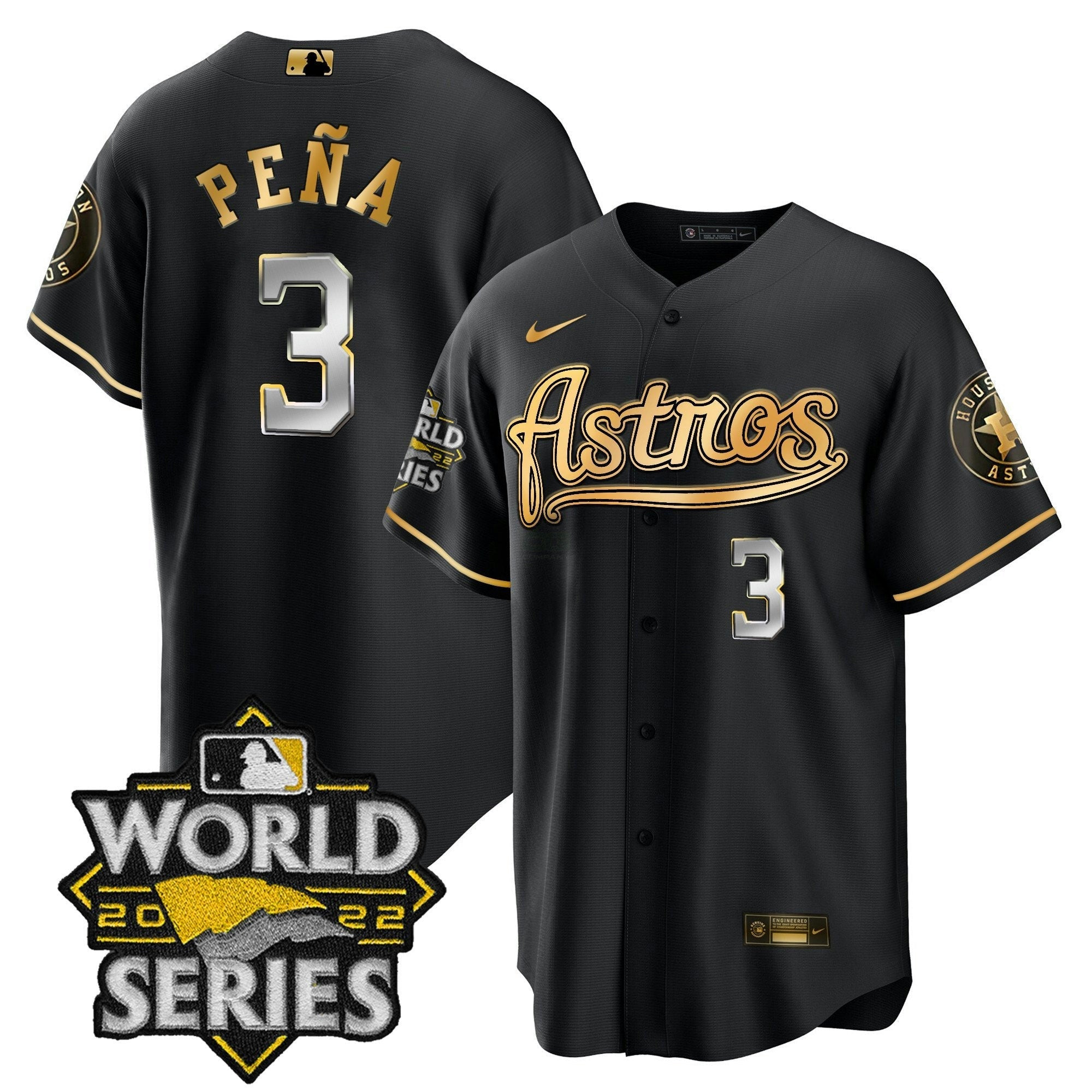 Camisa MLB Men’s World Series & Throwback Patch Dourada Jersey V2