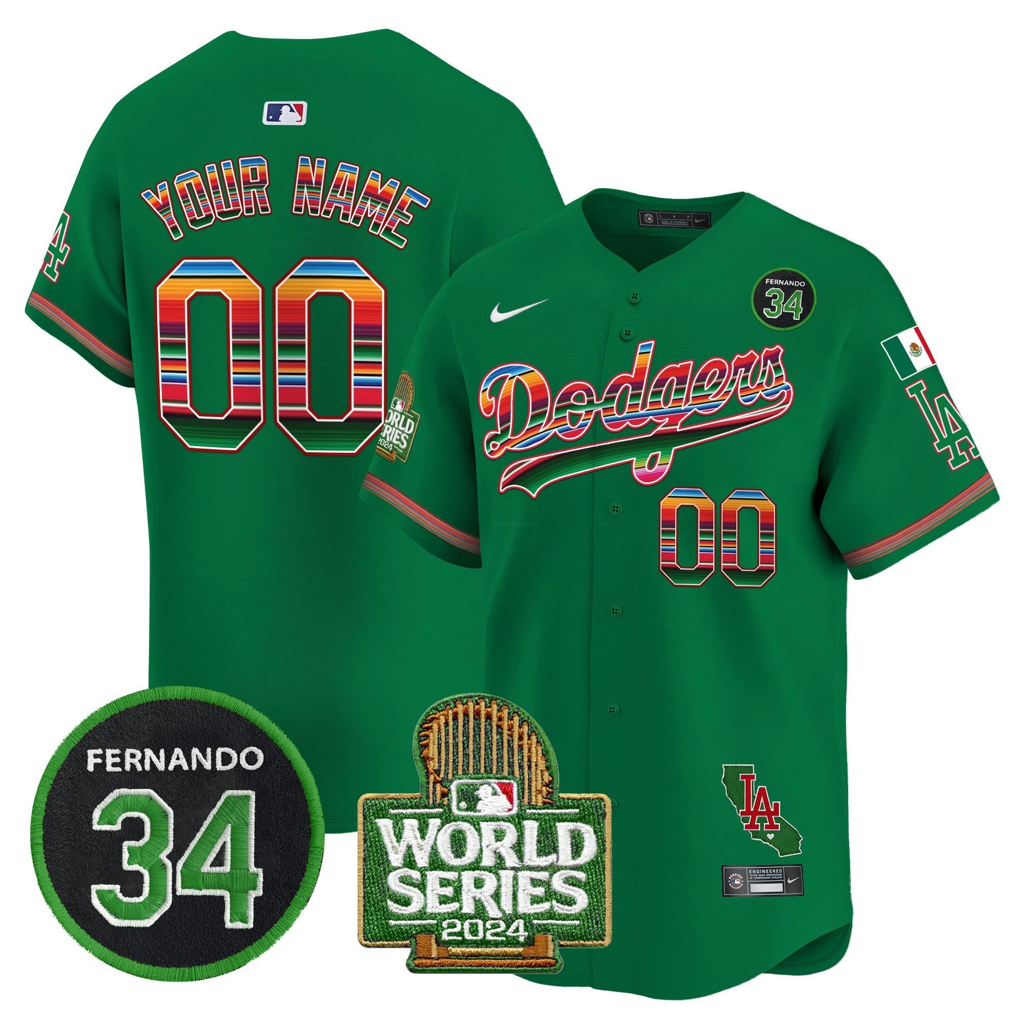Camisa MLB Mexico Fernando Memorial & 2024 World Series Patch Vapor Premier Limited Jersey