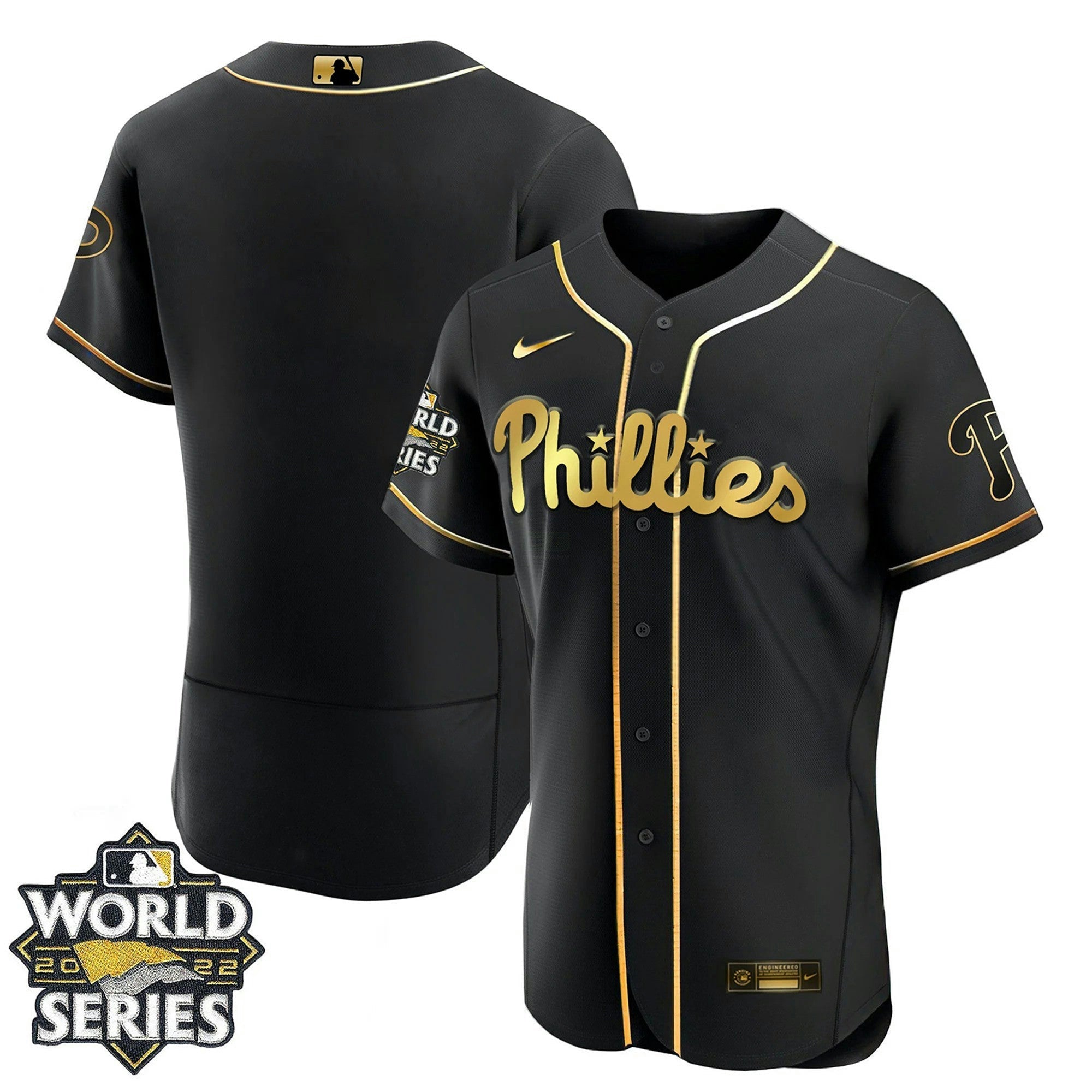 Camisa MLB Philadelphia Preta Dourada & Branca Dourada Team Jersey