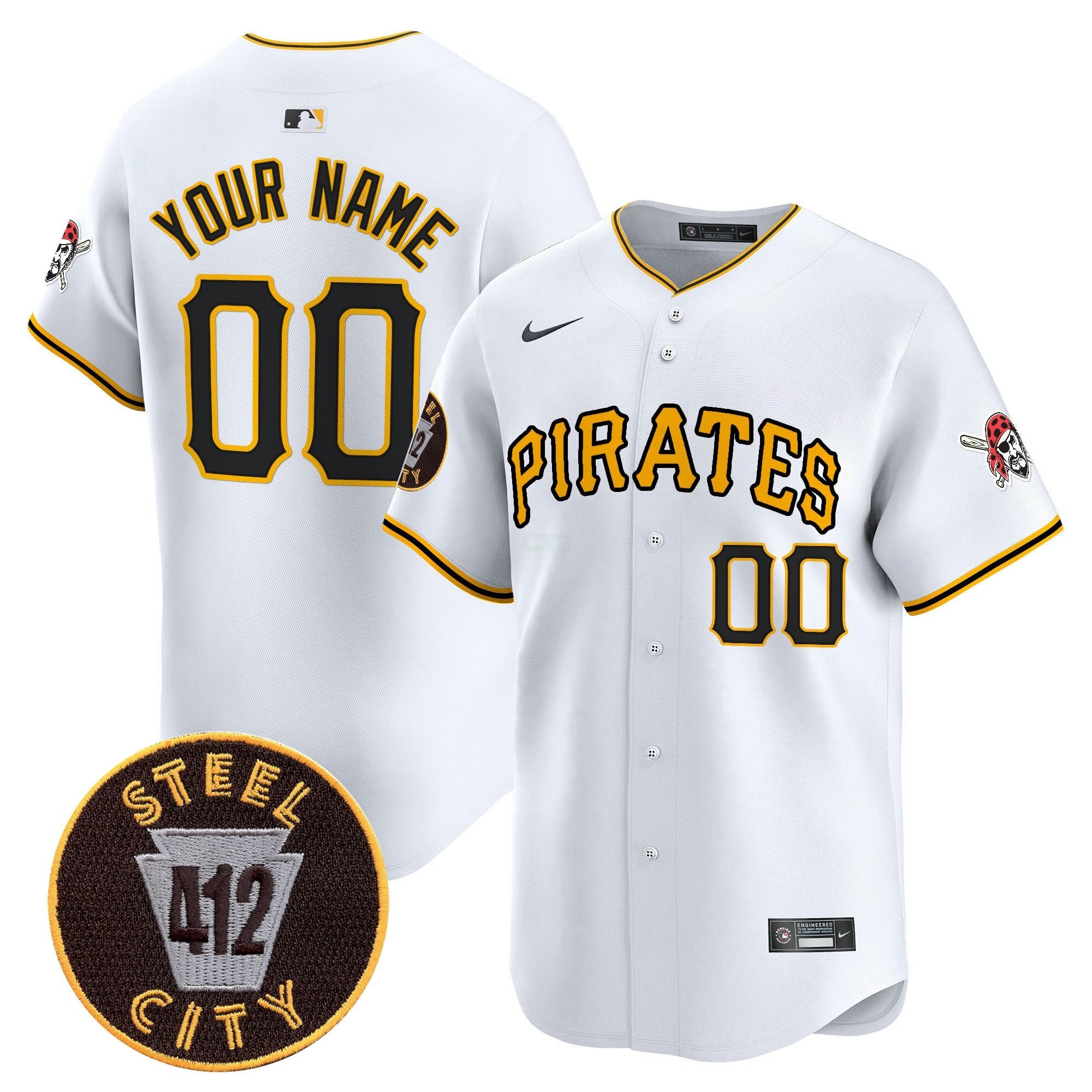 Camisa MLB Pittsburgh 412 Patch Vapor Premier Limited Jersey V3
