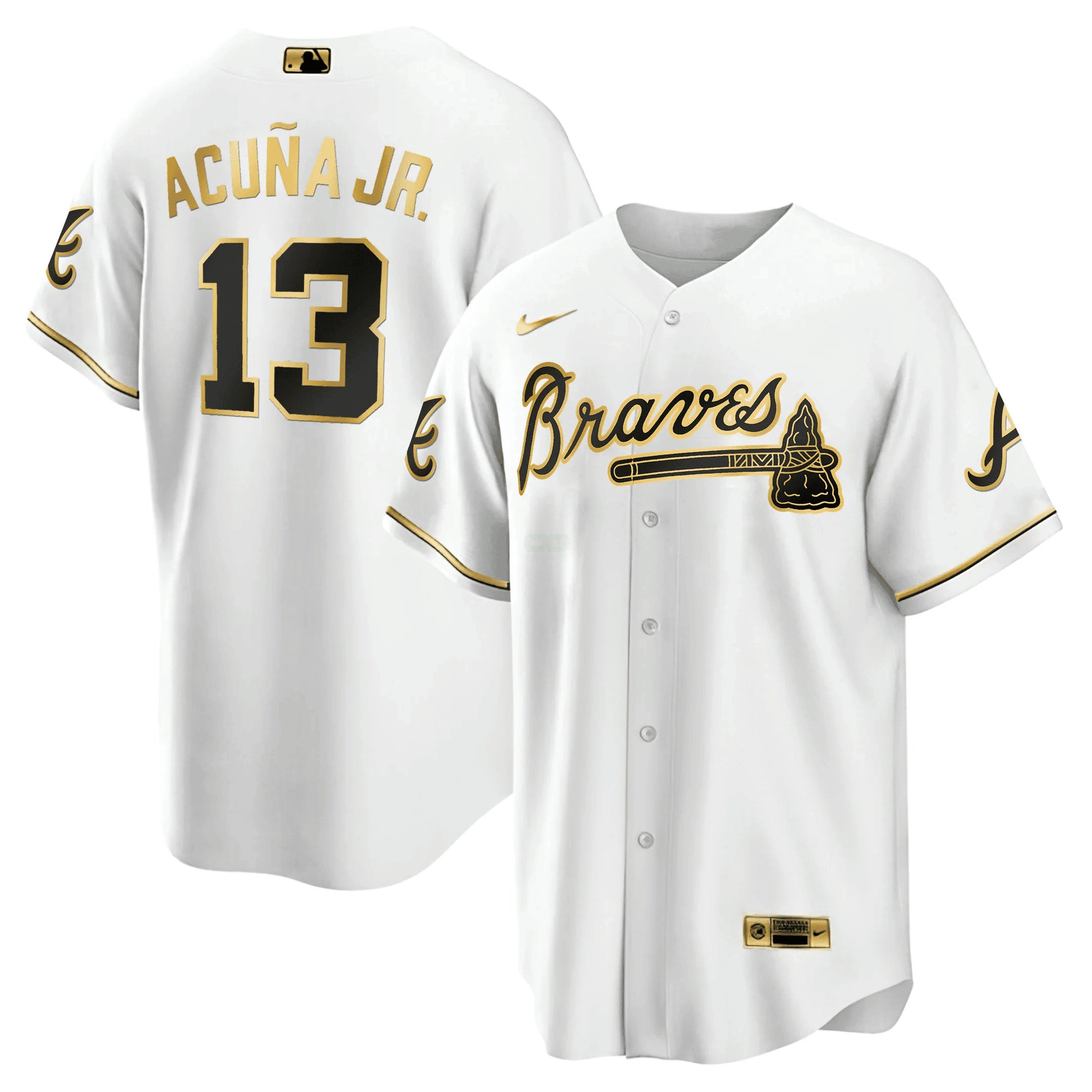 Camisa MLB Ronald Acuña Jr. Atlanta Preta Dourada Jersey