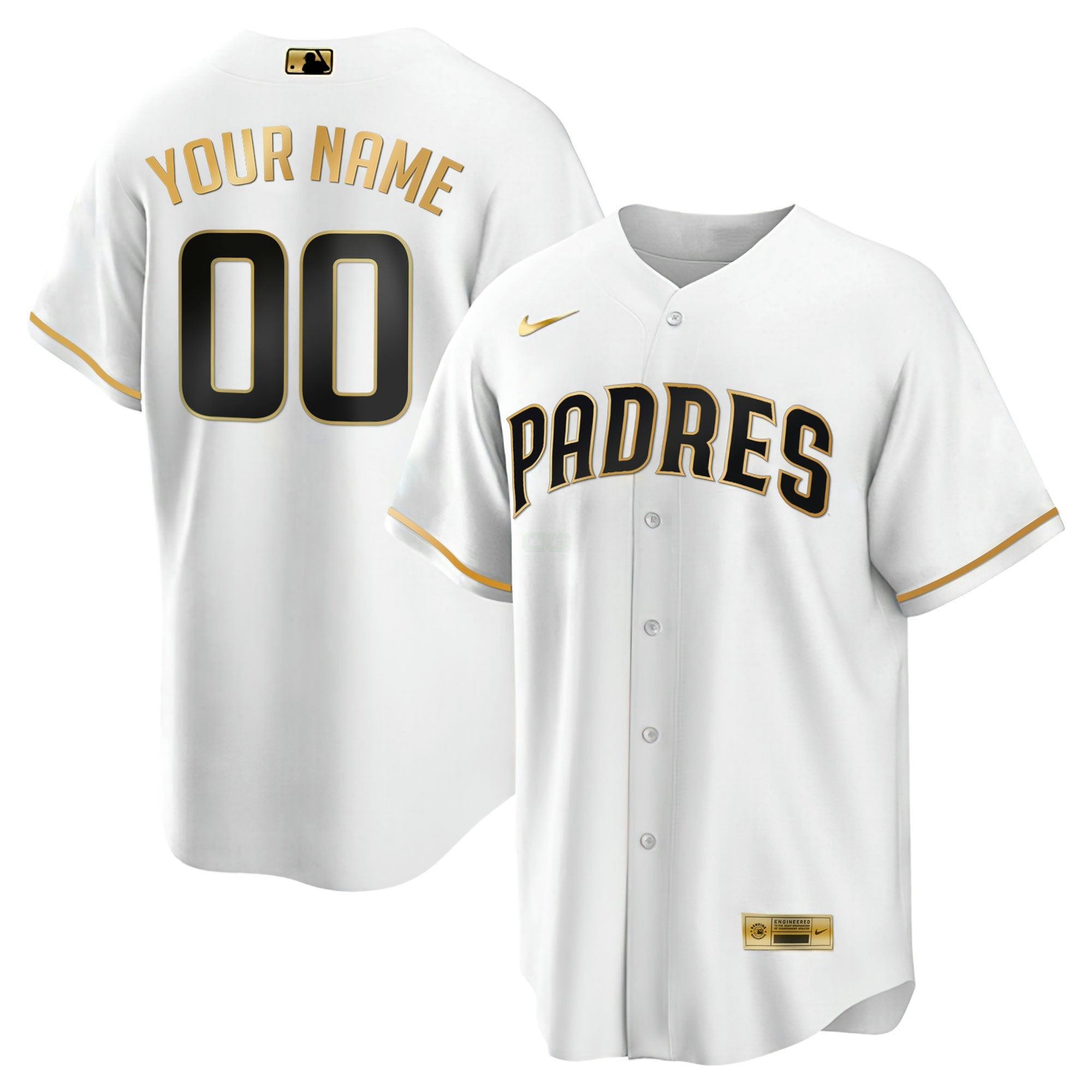 Camisa MLB San Diego Preta Dourada & Branca Dourada Jersey