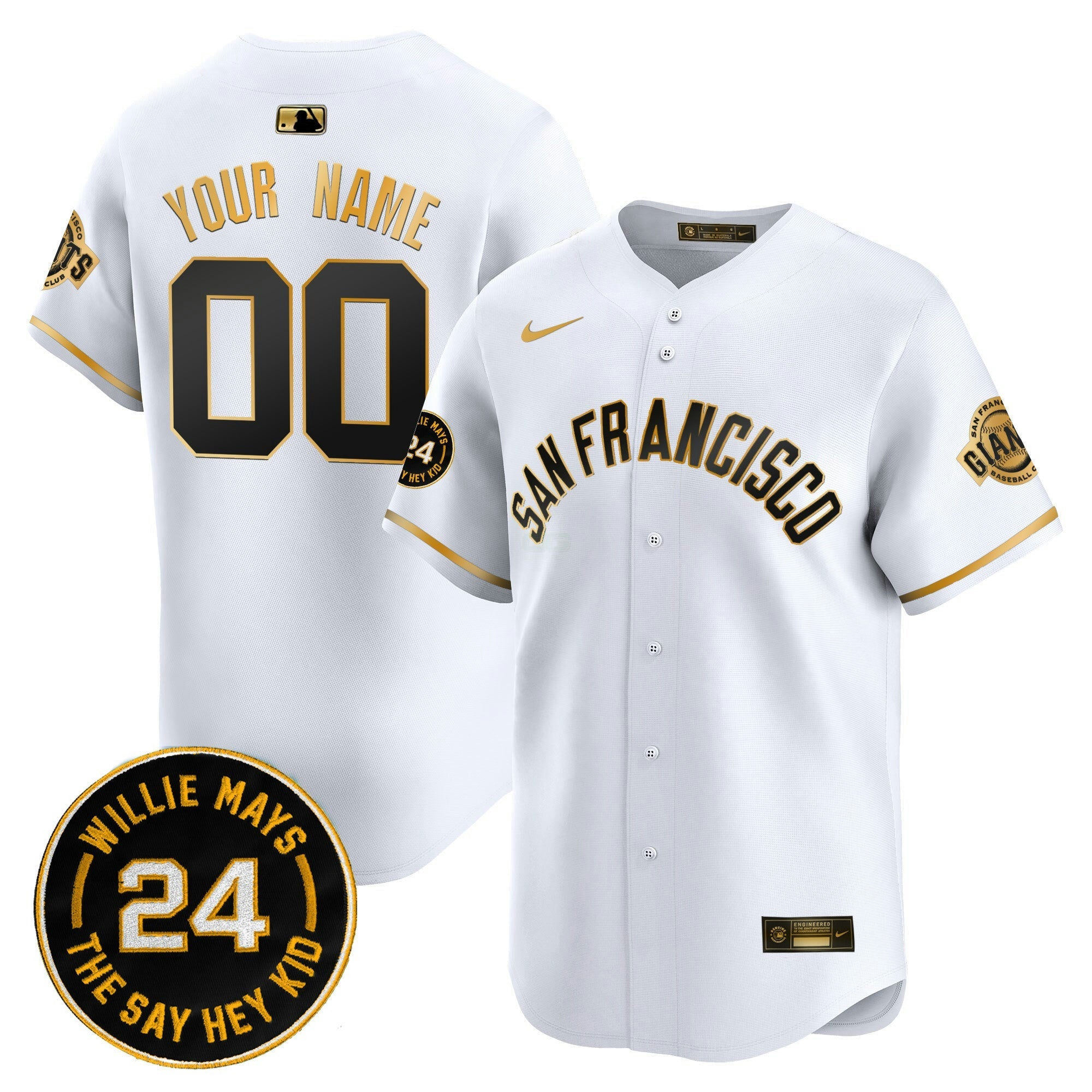 Camisa MLB San Francisco 2024 Willie Mays Patch Vapor Premier Limited Jersey V5