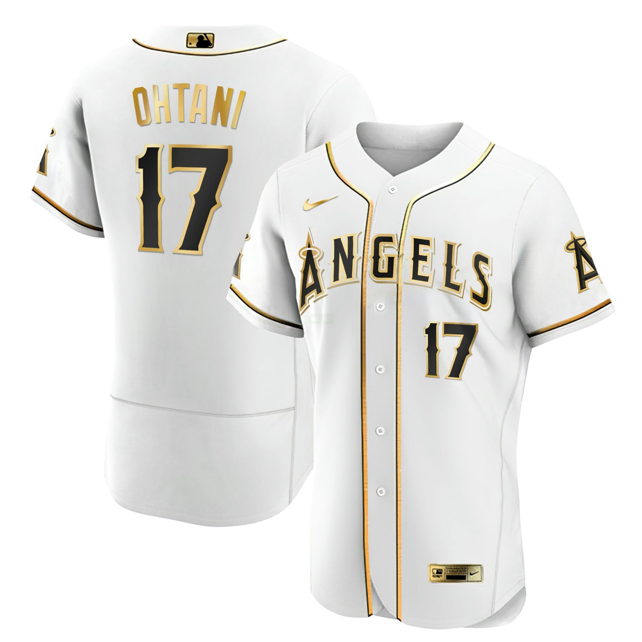 Camisa MLB Shohei Ohtani Los Angeles Branca Dourada & Preta Dourada Jersey