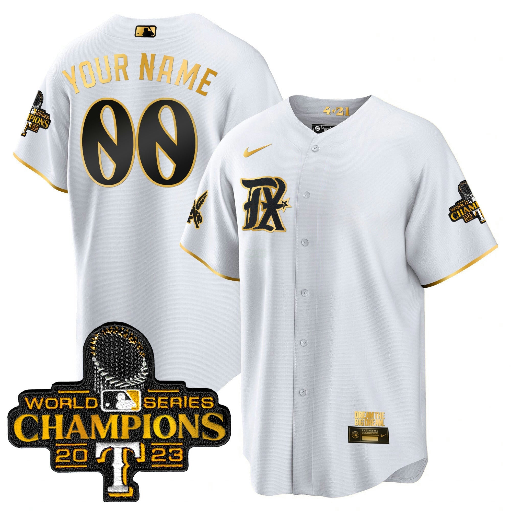 Camisa MLB Texas 2023 World Series Champions City Connect Cool Dourada Jersey