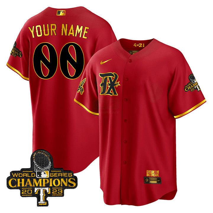 Camisa MLB Texas 2023 World Series Champions City Connect Cool Dourada Jersey V2