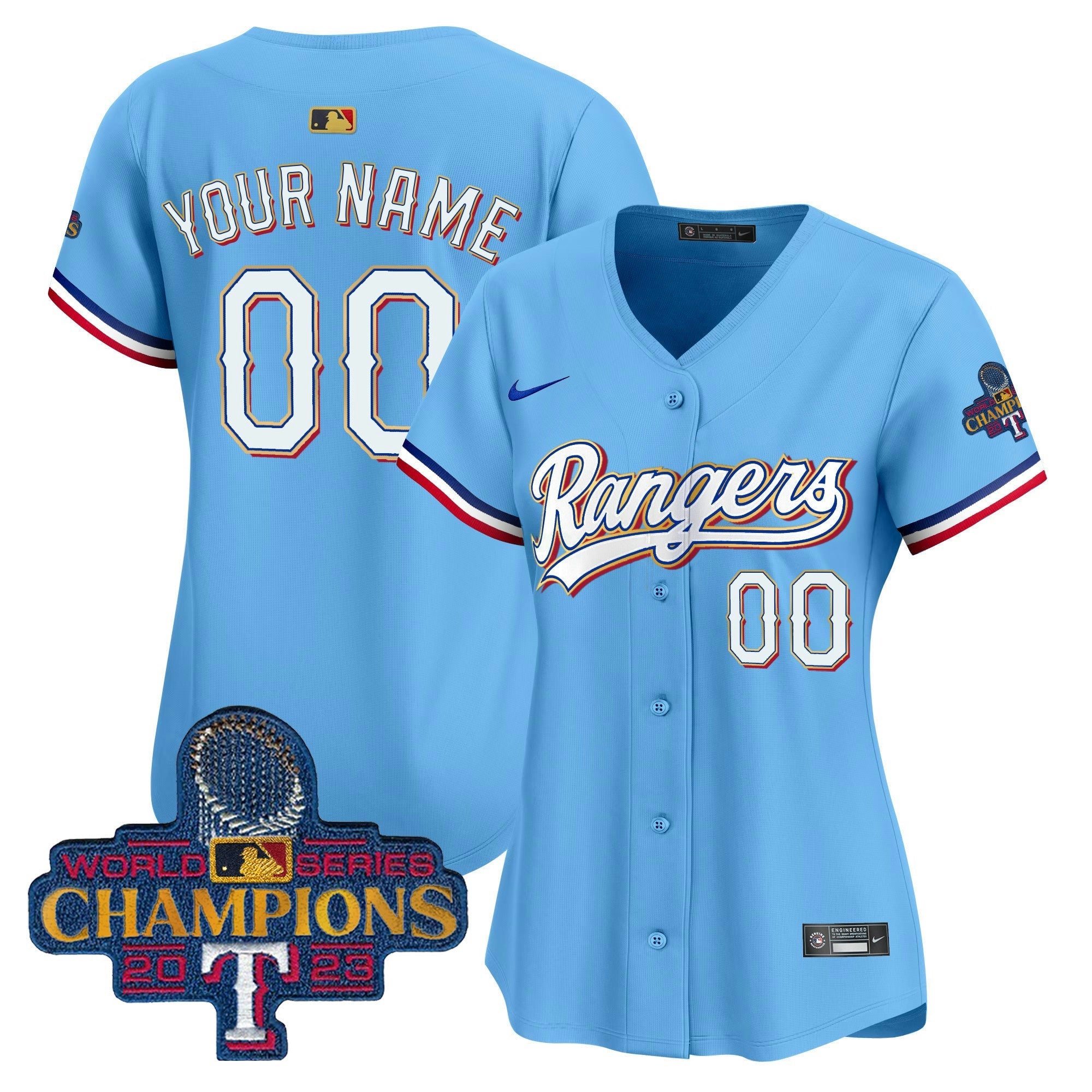 Camisa MLB Texas 2023 World Series Champions Dourada Trim Vapor Premier Limited Jersey