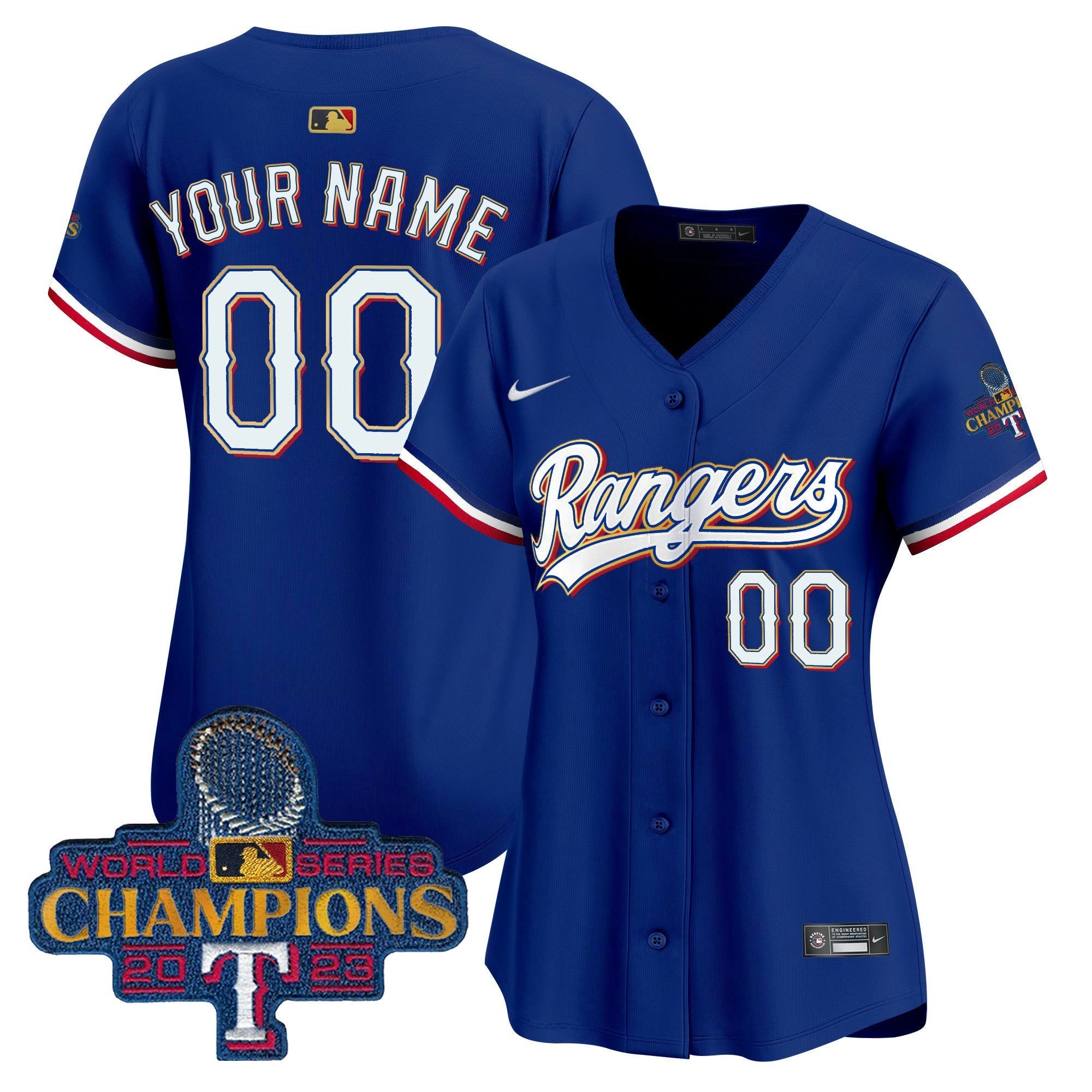 Camisa MLB Texas 2023 World Series Champions Dourada Trim Vapor Premier Limited Jersey