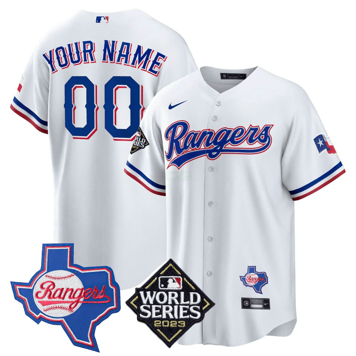 Camisa MLB Texas 2023 World Series & Texas State Patch Dourada Jersey V2
