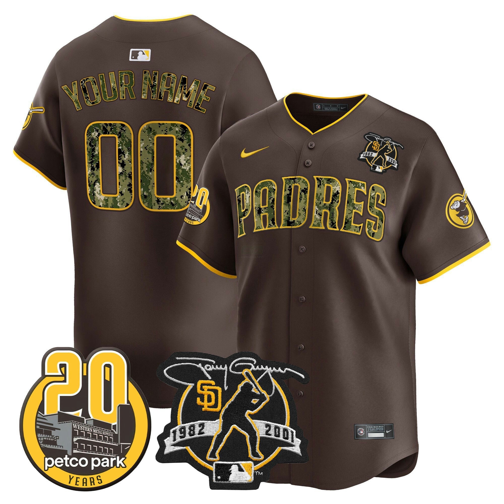 Camisa MLB Tony Gwynn & Petco Park 20th Patch USMC Vapor Premier Limited Jersey V2