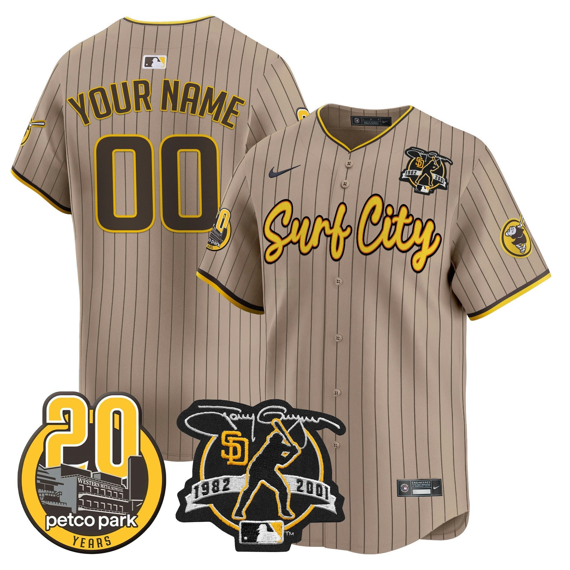 Camisa MLB Tony Gwynn & Petco Park 20th Patch Vapor Premier Limited Jersey V3