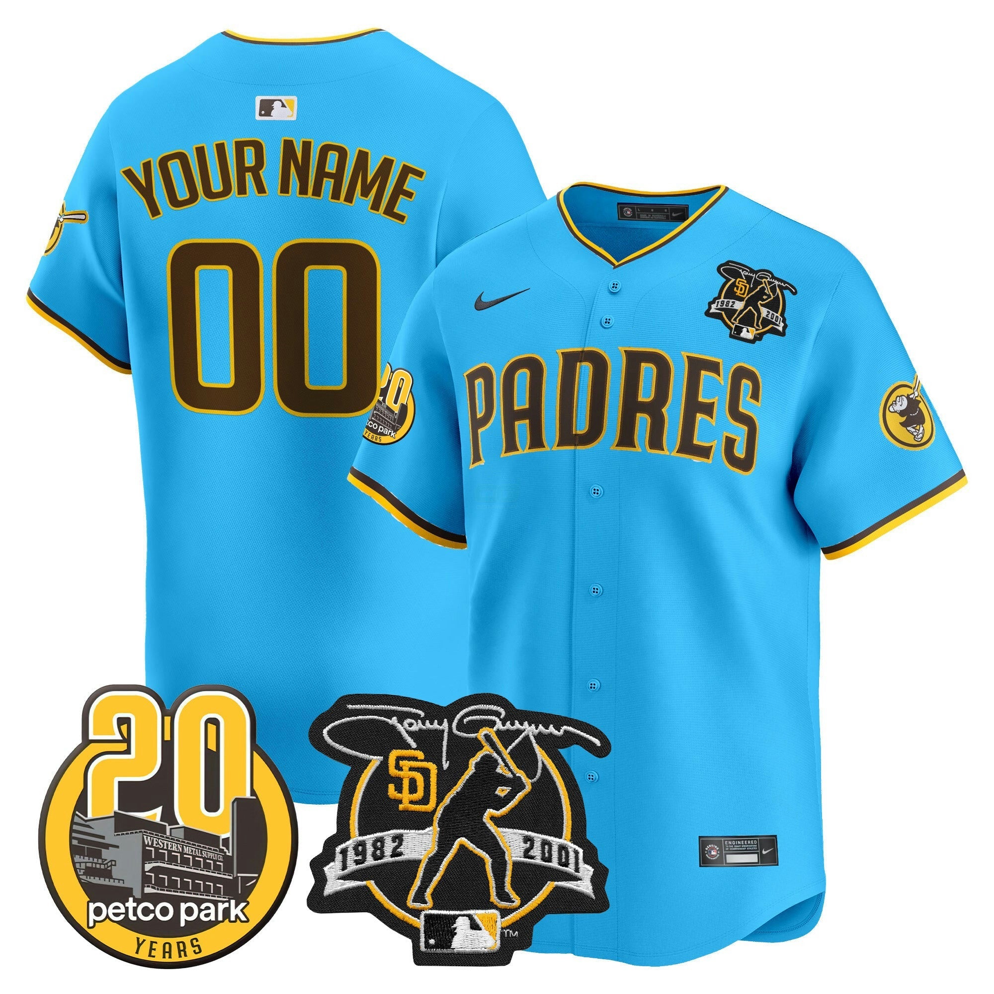 Camisa MLB Tony Gwynn & Petco Park 20th Patch Vapor Premier Limited Jersey V2