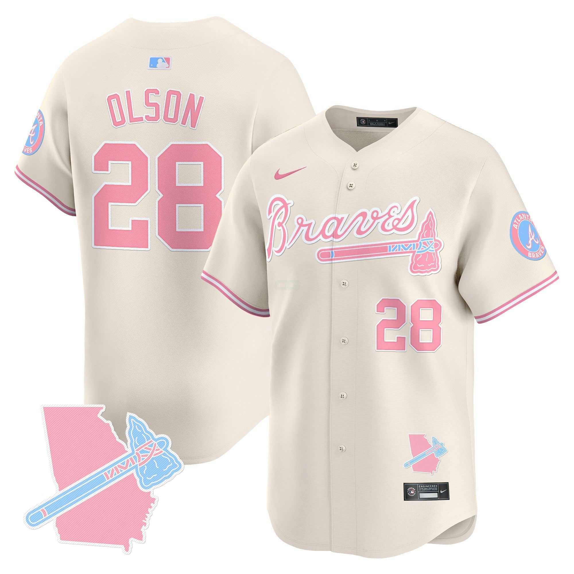 Camisa MLB Unisex Atlanta Bubblegum Pink Vapor Premier Limited Jersey