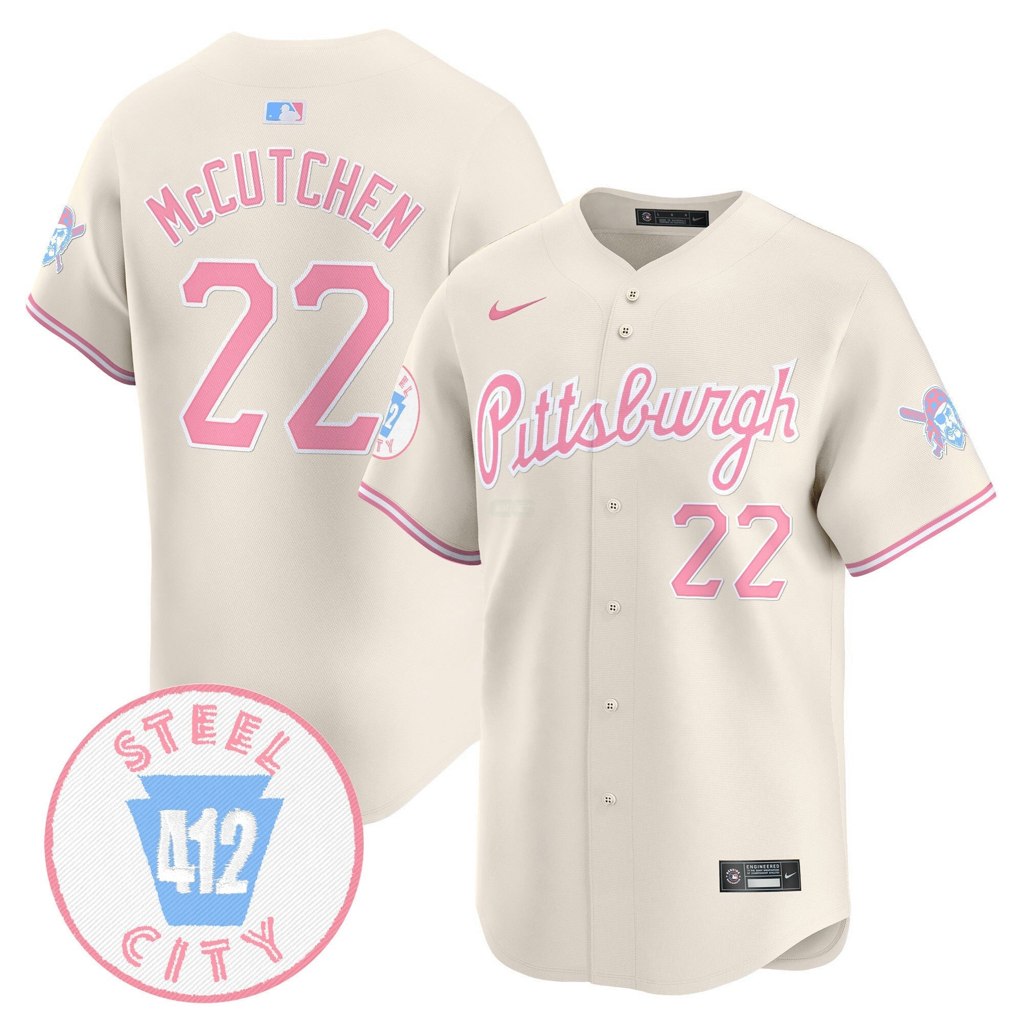 Camisa MLB Unisex Pittsburgh Bubblegum Pink Vapor Premier Limited Jersey