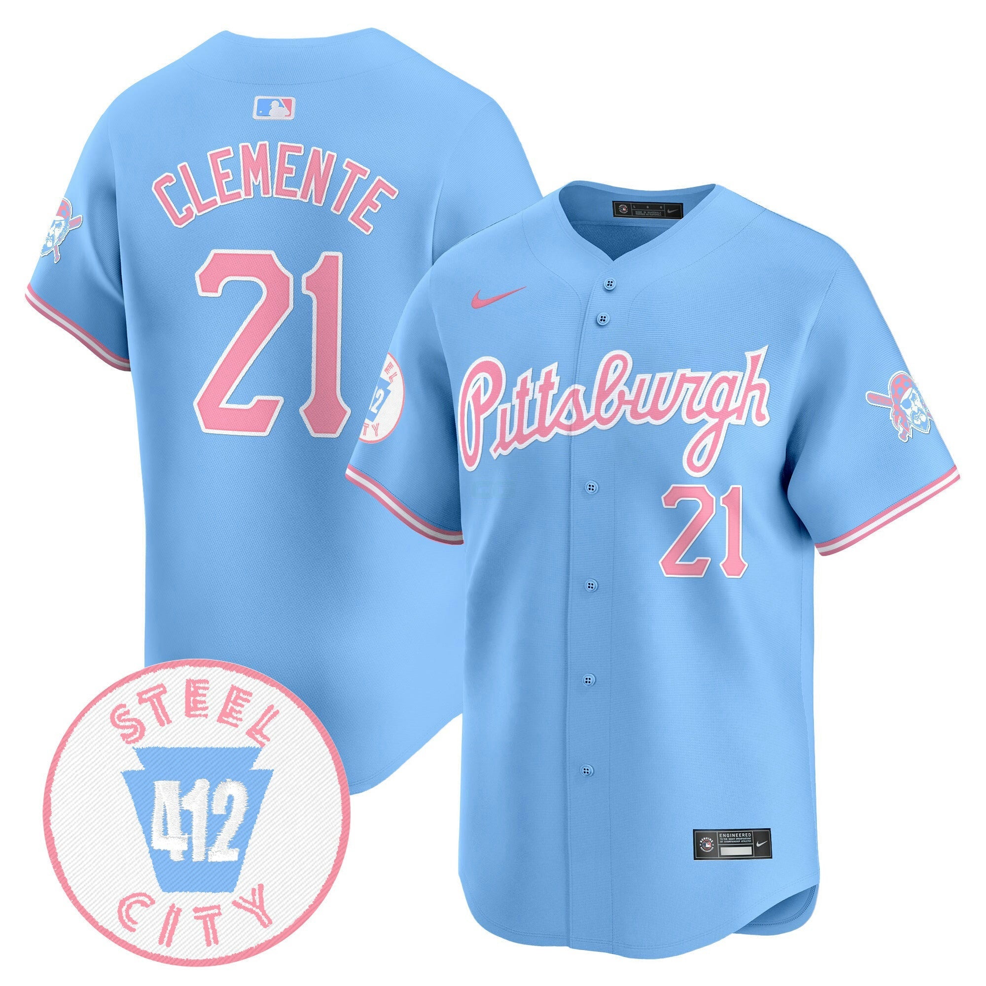 Camisa MLB Unisex Pittsburgh Bubblegum Pink Vapor Premier Limited Jersey