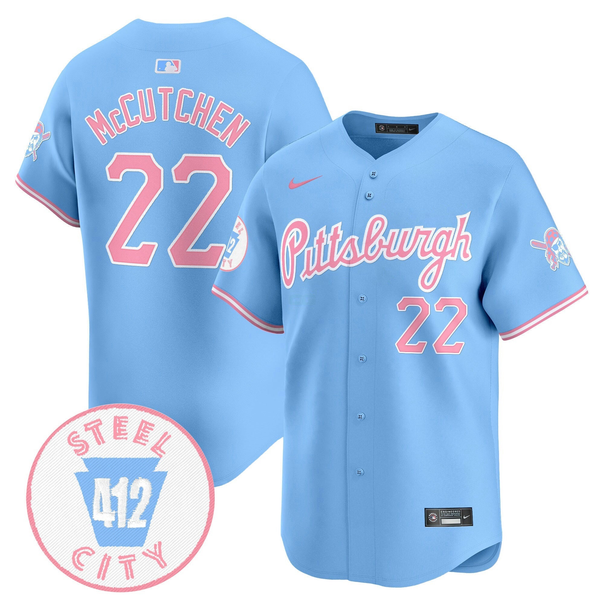 Camisa MLB Unisex Pittsburgh Bubblegum Pink Vapor Premier Limited Jersey