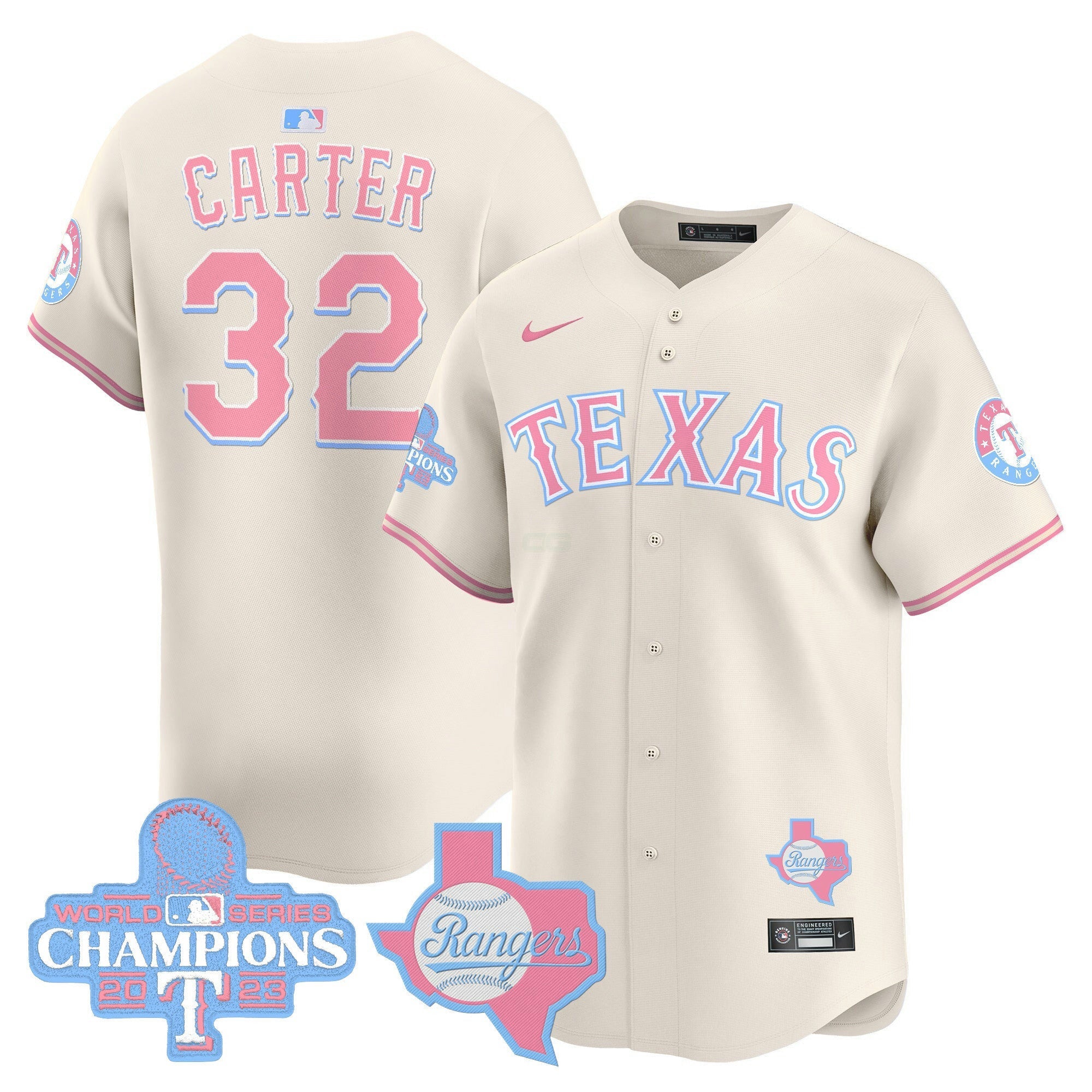 Camisa MLB Unisex Texas Bubblegum Pink Vapor Premier Limited Jersey