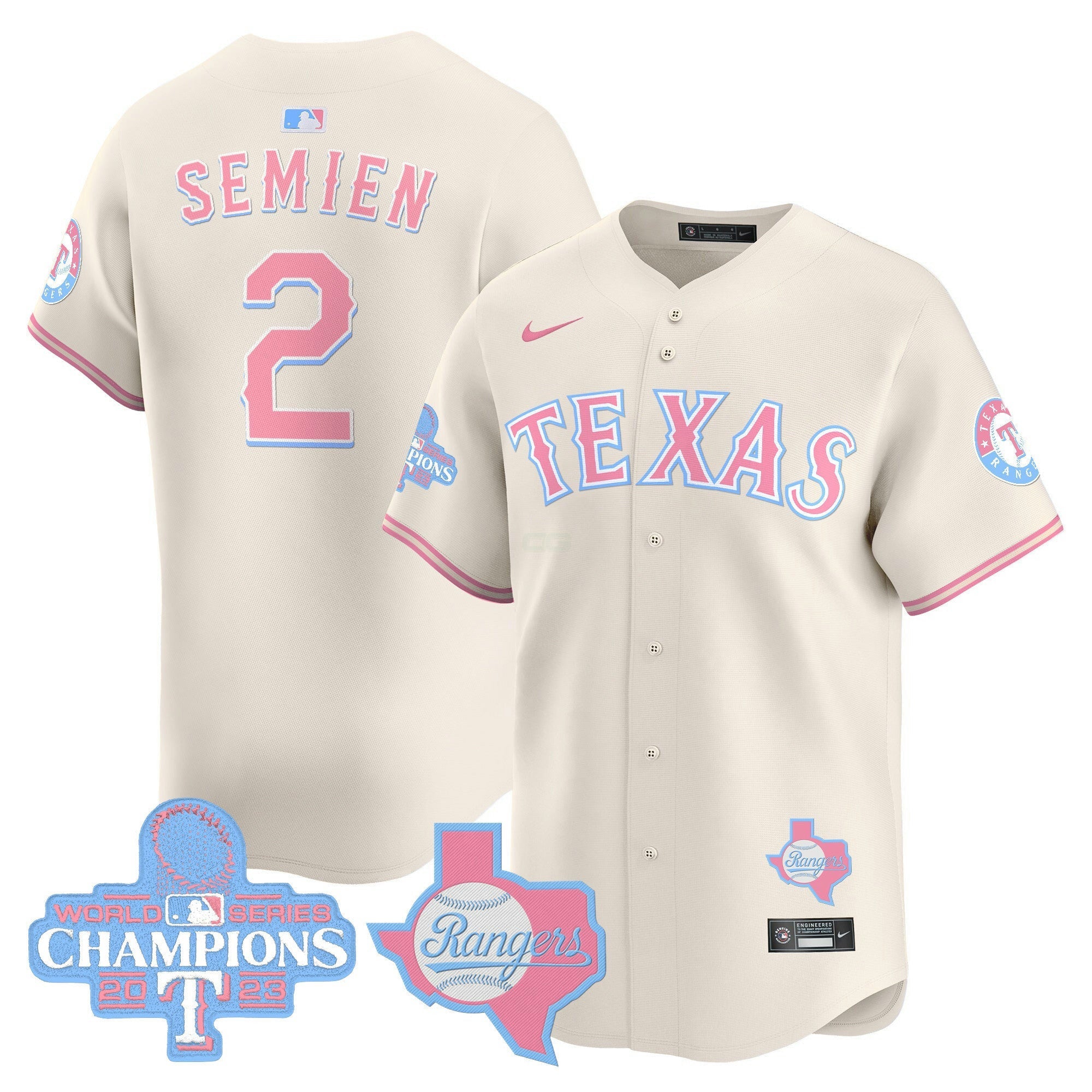 Camisa MLB Unisex Texas Bubblegum Pink Vapor Premier Limited Jersey